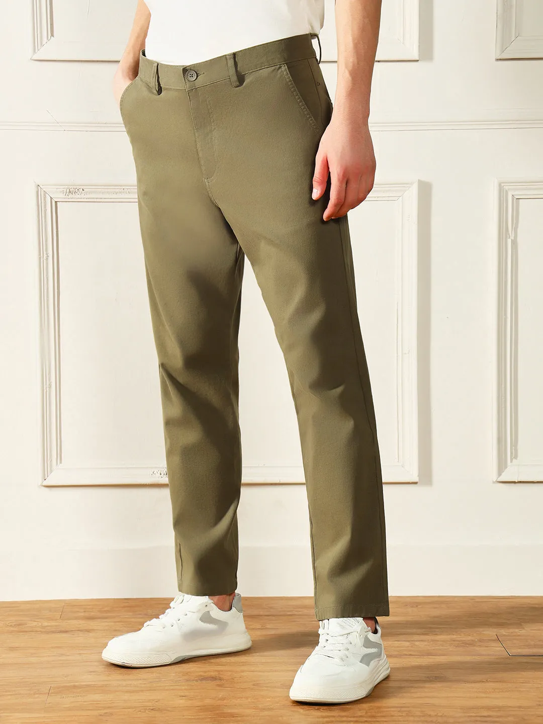 Men's Army Solid Casual Trousers