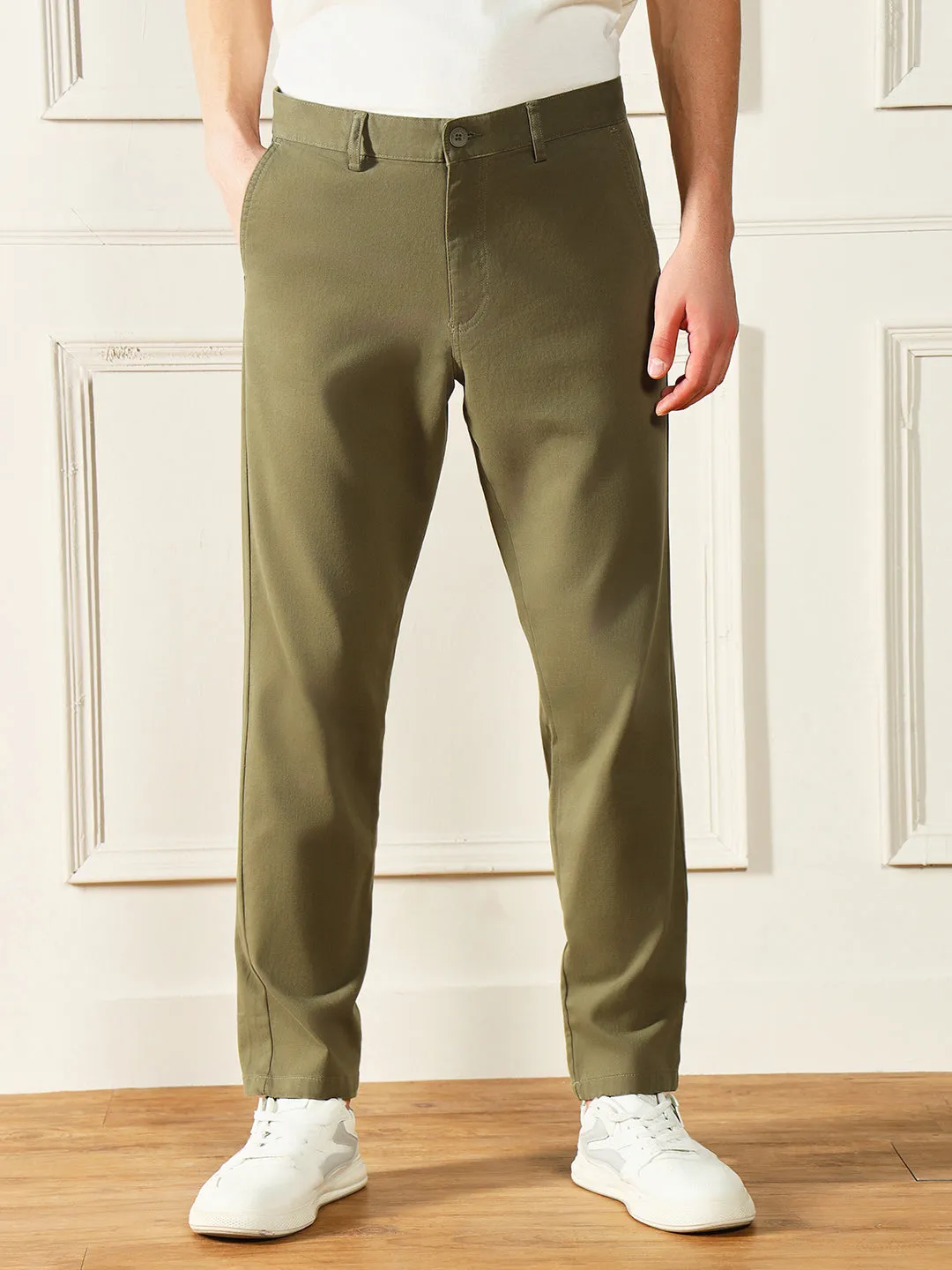 Men's Army Solid Casual Trousers