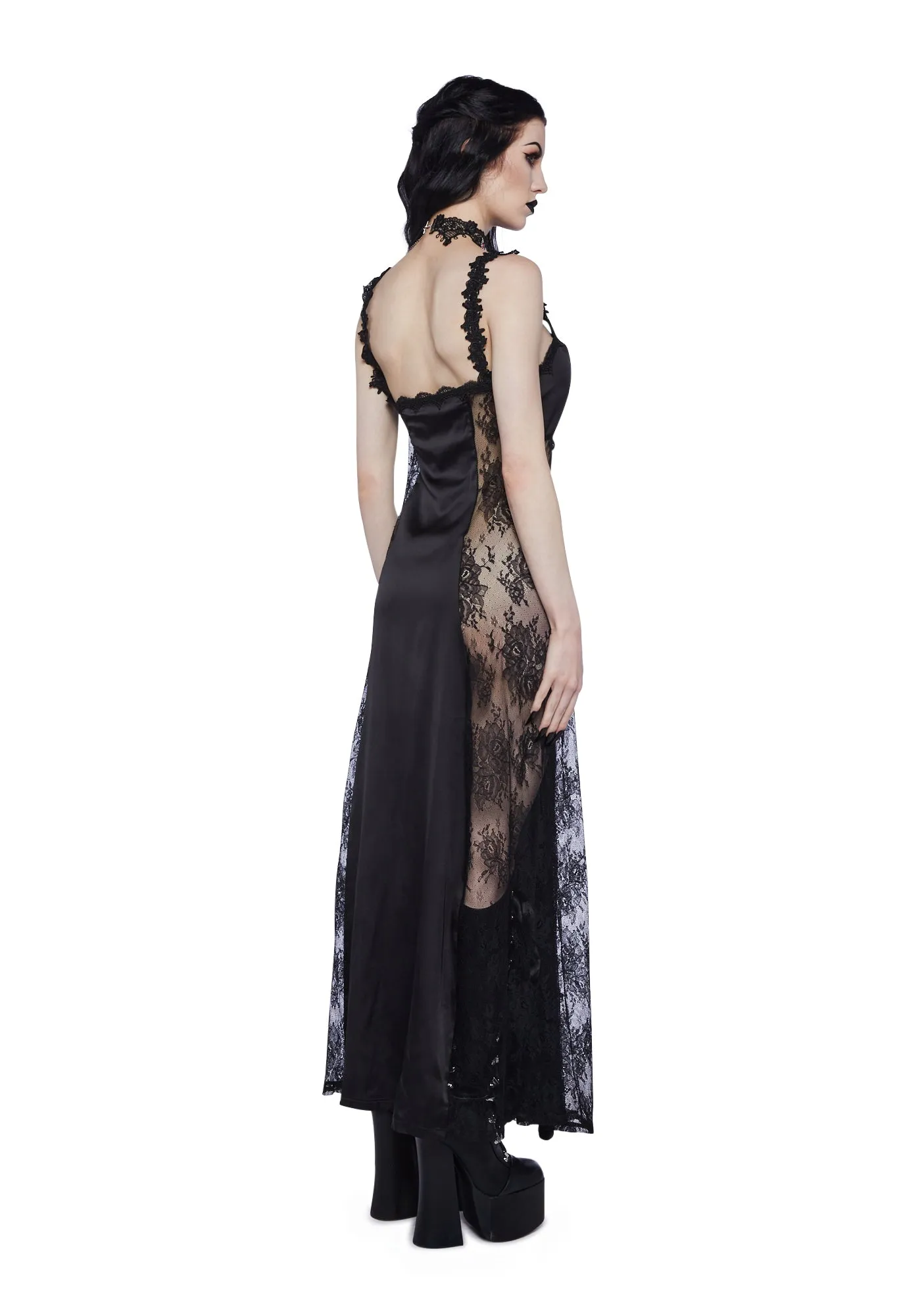 Night Surrender Maxi Slip Dress - Black