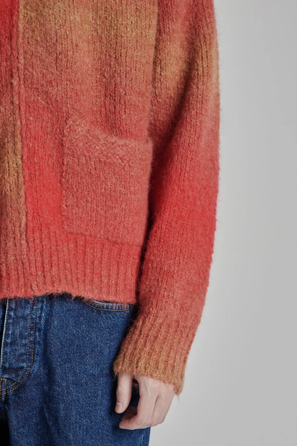Ombre Zip Cardigan - Red