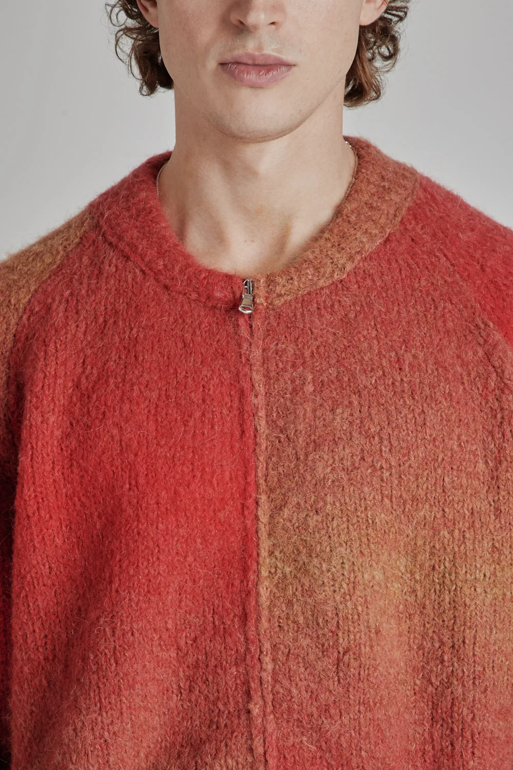 Ombre Zip Cardigan - Red