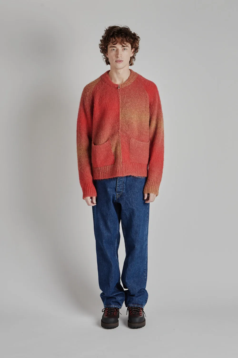 Ombre Zip Cardigan - Red