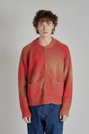 Ombre Zip Cardigan - Red