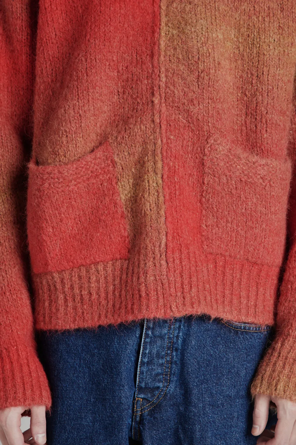 Ombre Zip Cardigan - Red