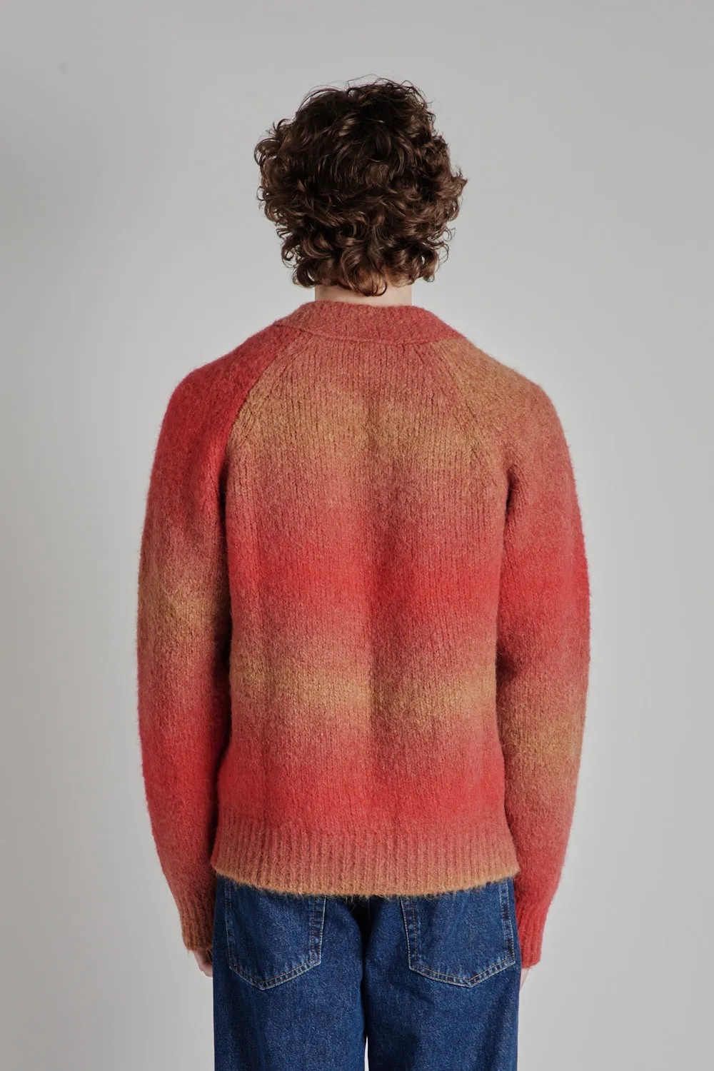 Ombre Zip Cardigan - Red