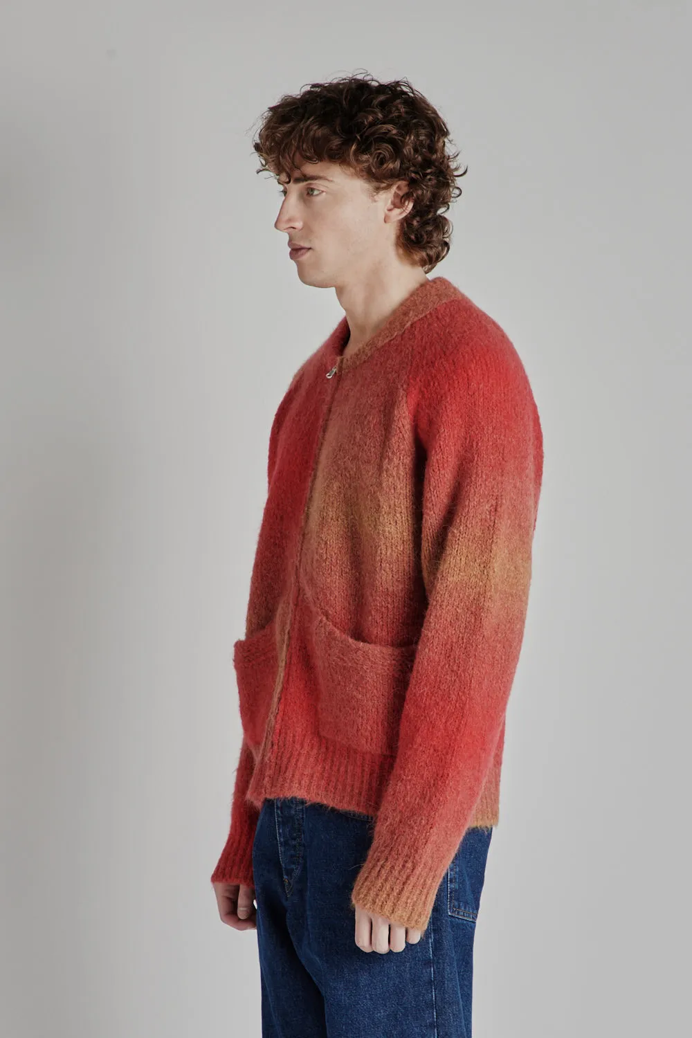 Ombre Zip Cardigan - Red