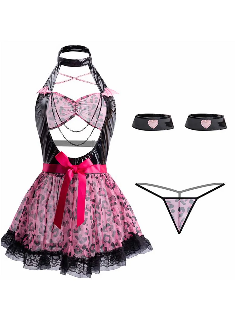 Pink Leopard Babydoll Dress