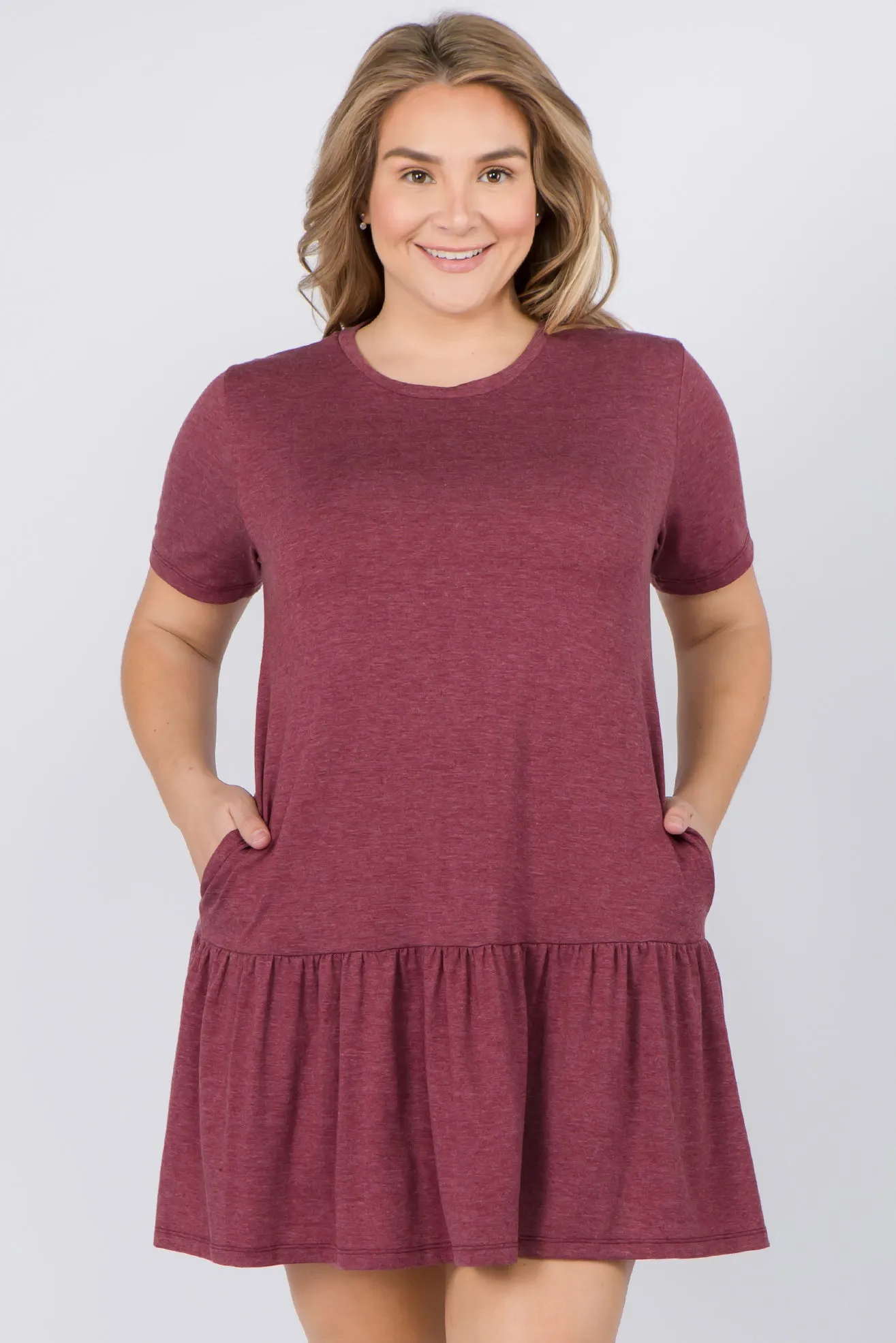 Plus Size Peplum Hem Babydoll Dress