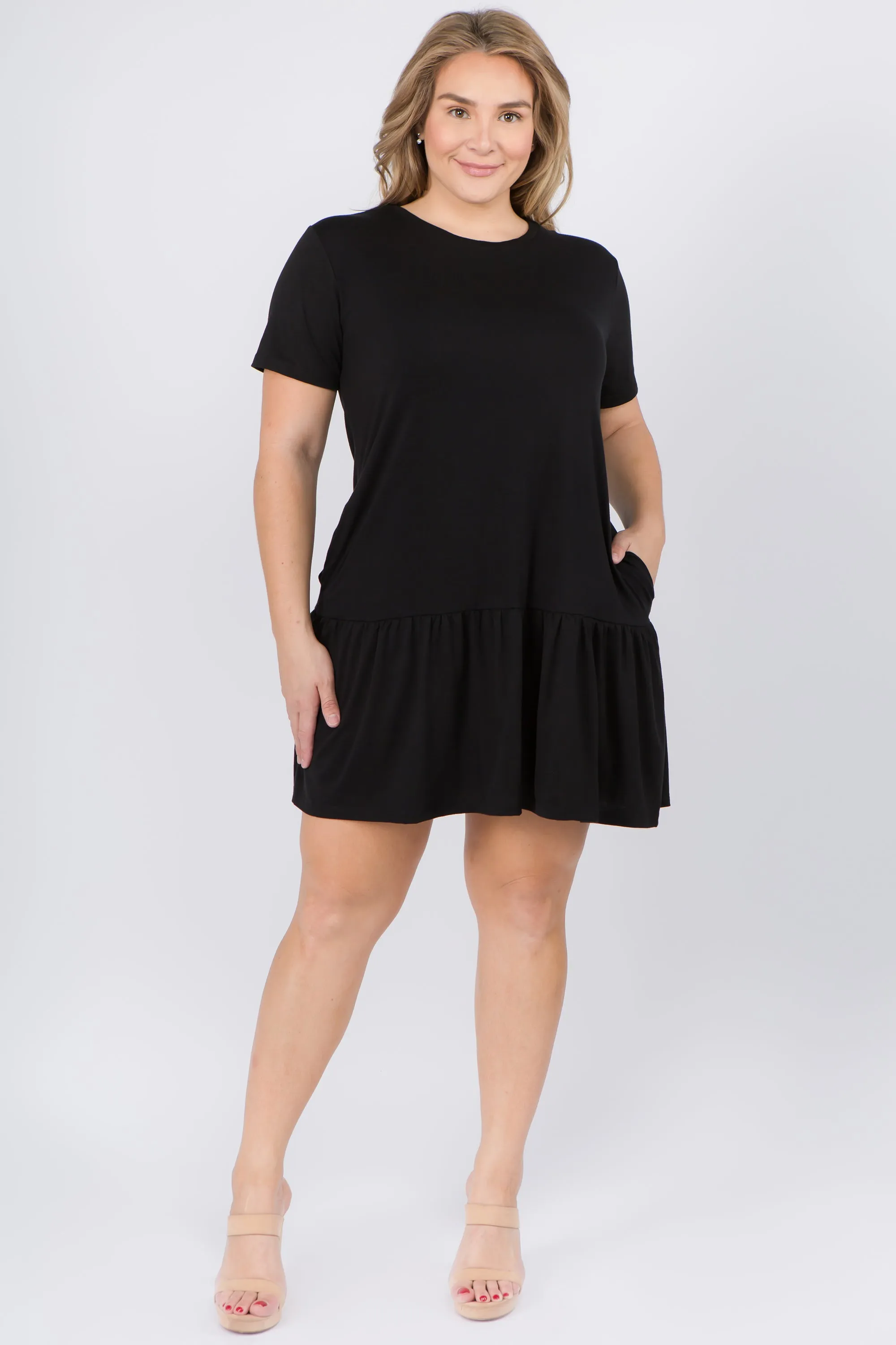 Plus Size Peplum Hem Babydoll Dress
