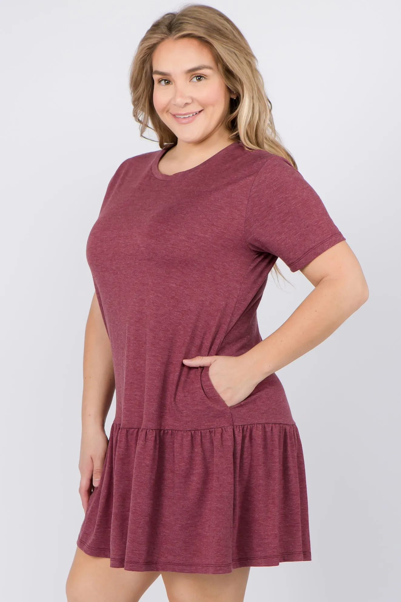 Plus Size Peplum Hem Babydoll Dress
