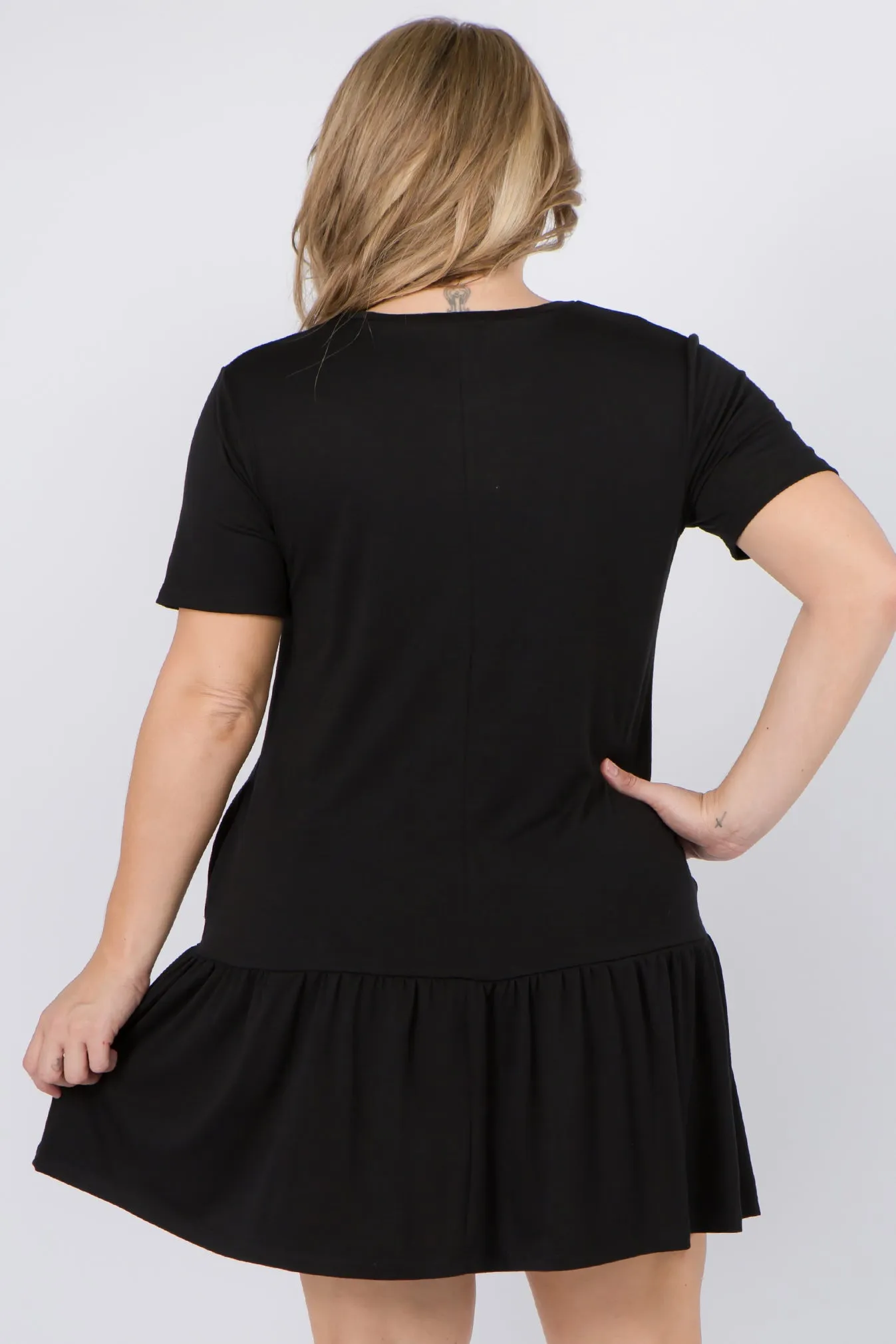 Plus Size Peplum Hem Babydoll Dress