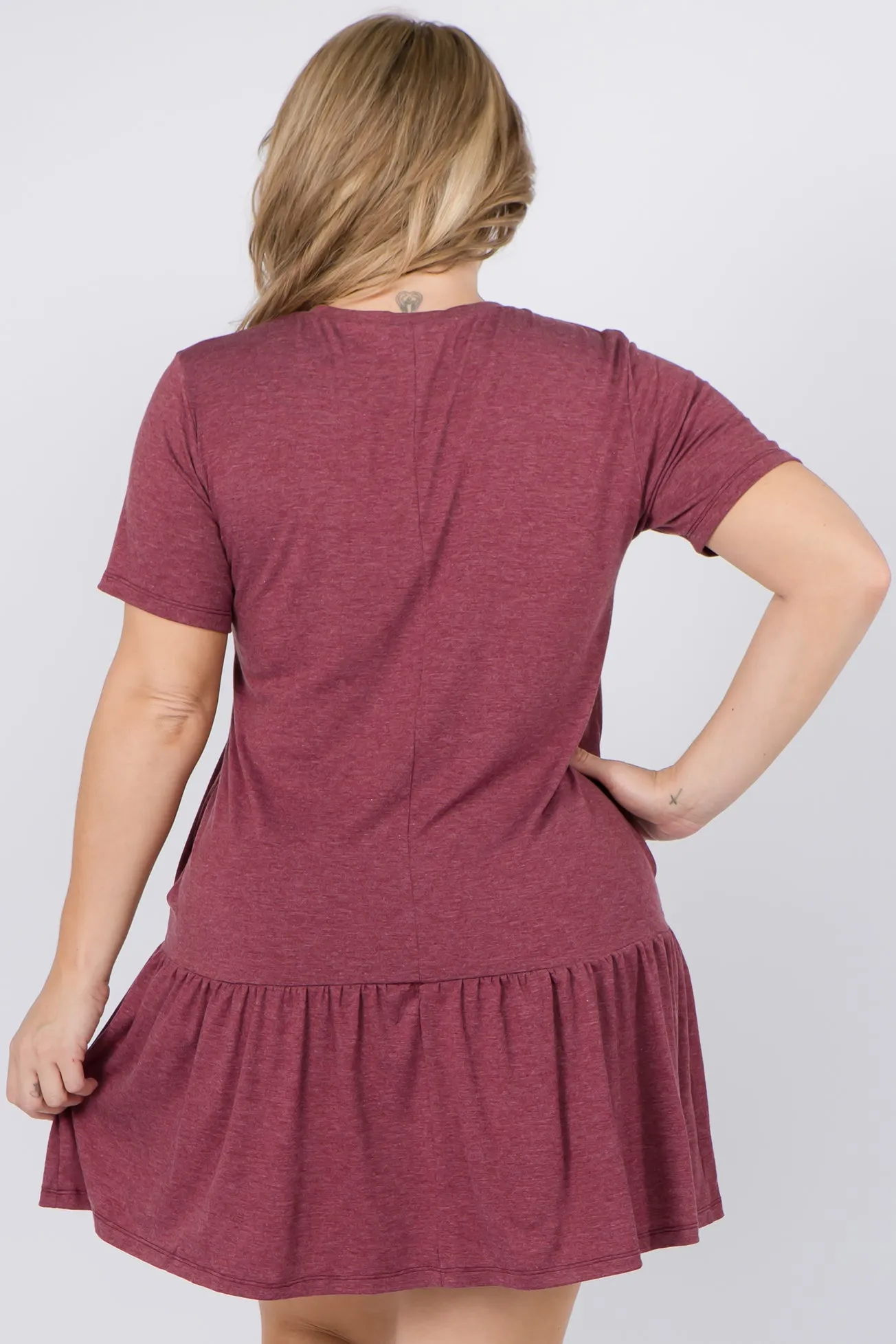 Plus Size Peplum Hem Babydoll Dress