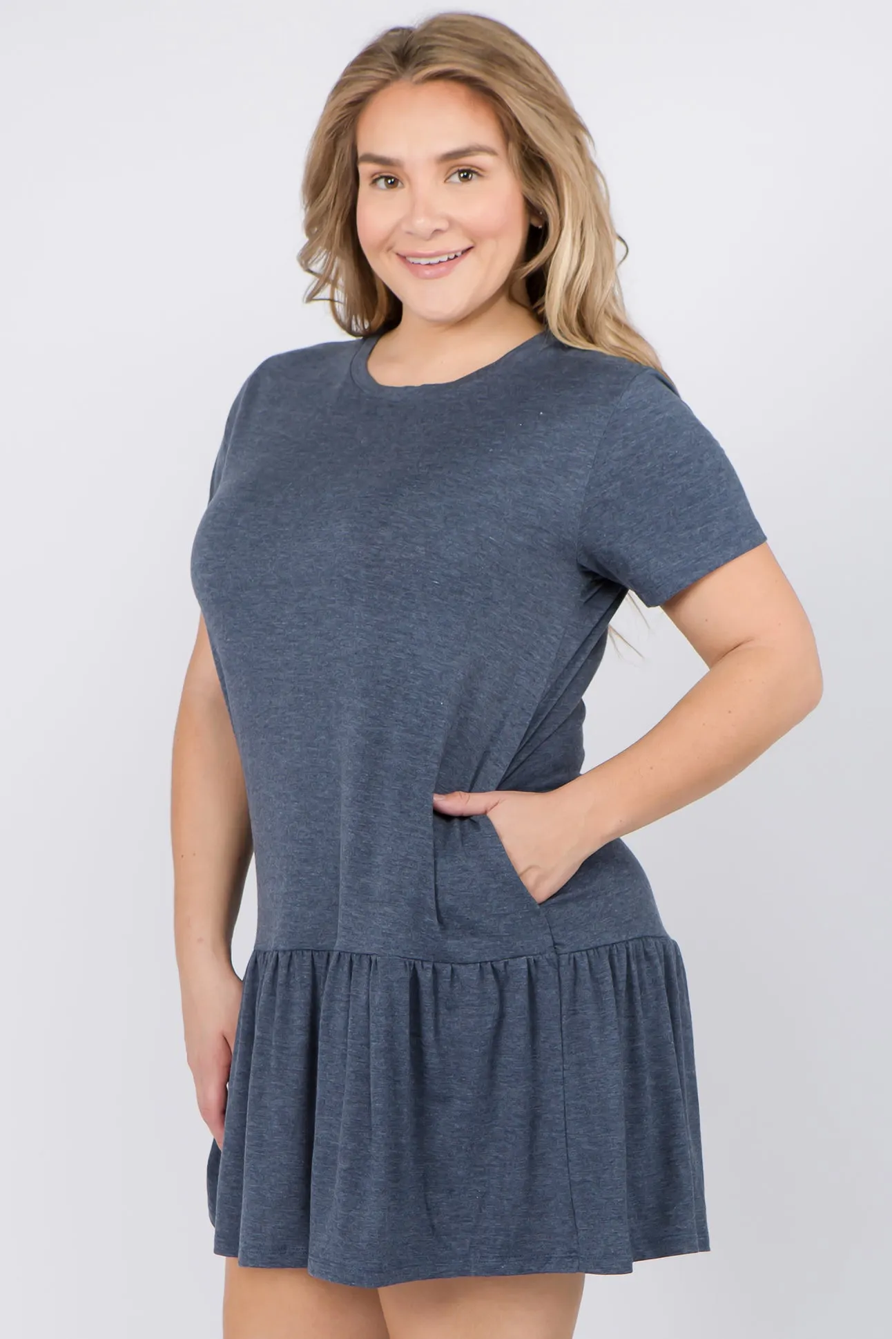 Plus Size Peplum Hem Babydoll Dress