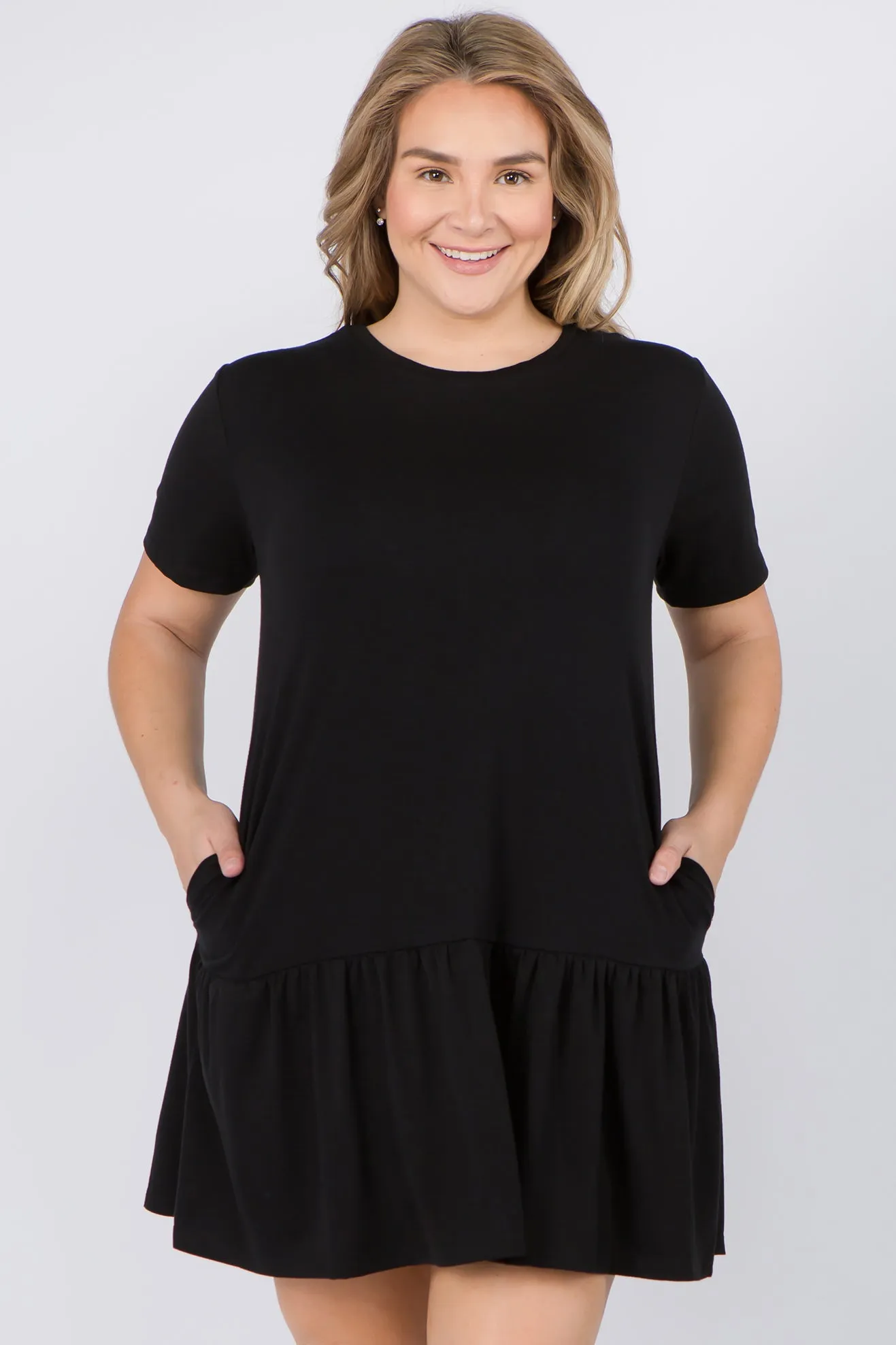 Plus Size Peplum Hem Babydoll Dress