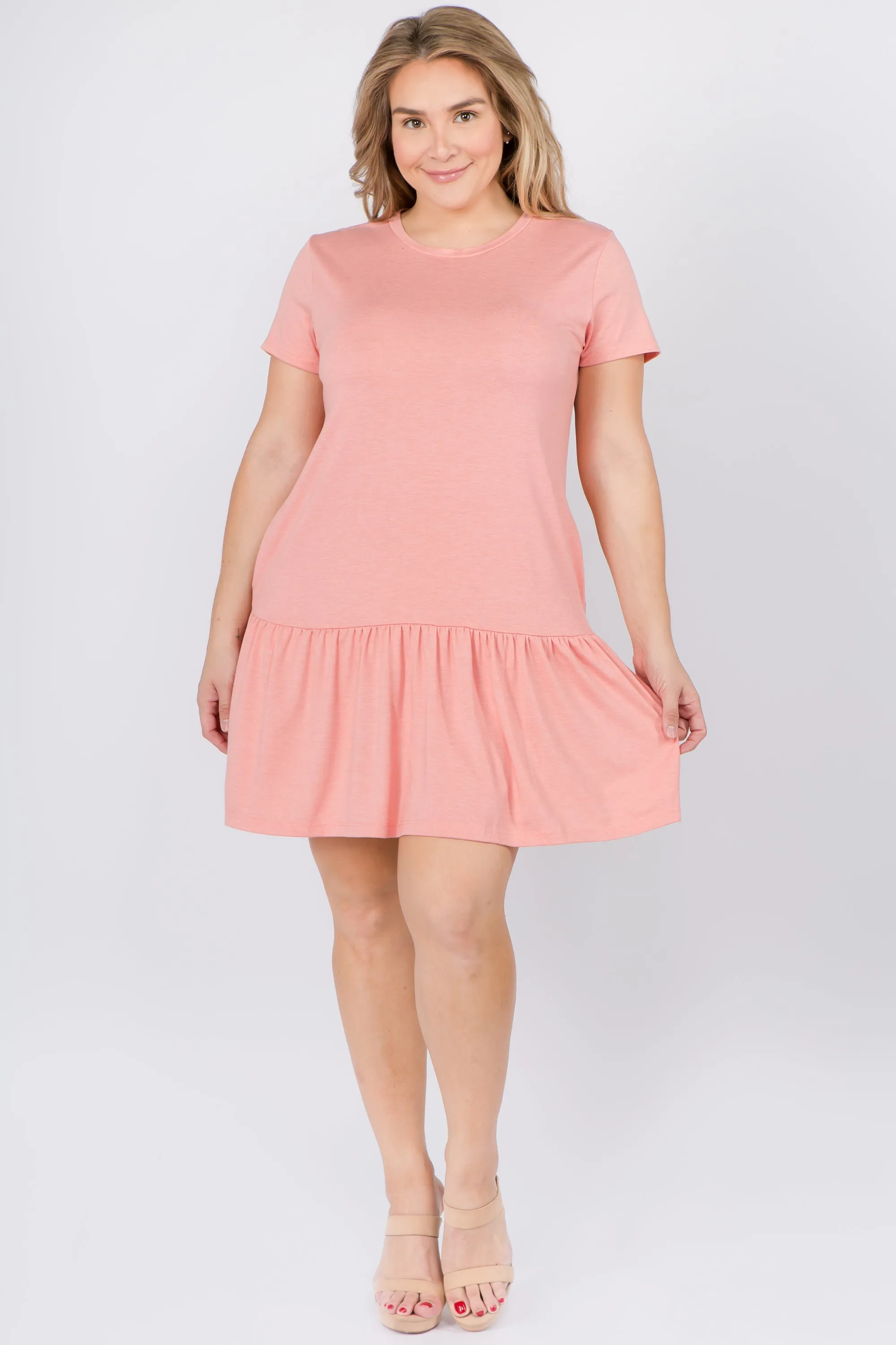 Plus Size Peplum Hem Babydoll Dress