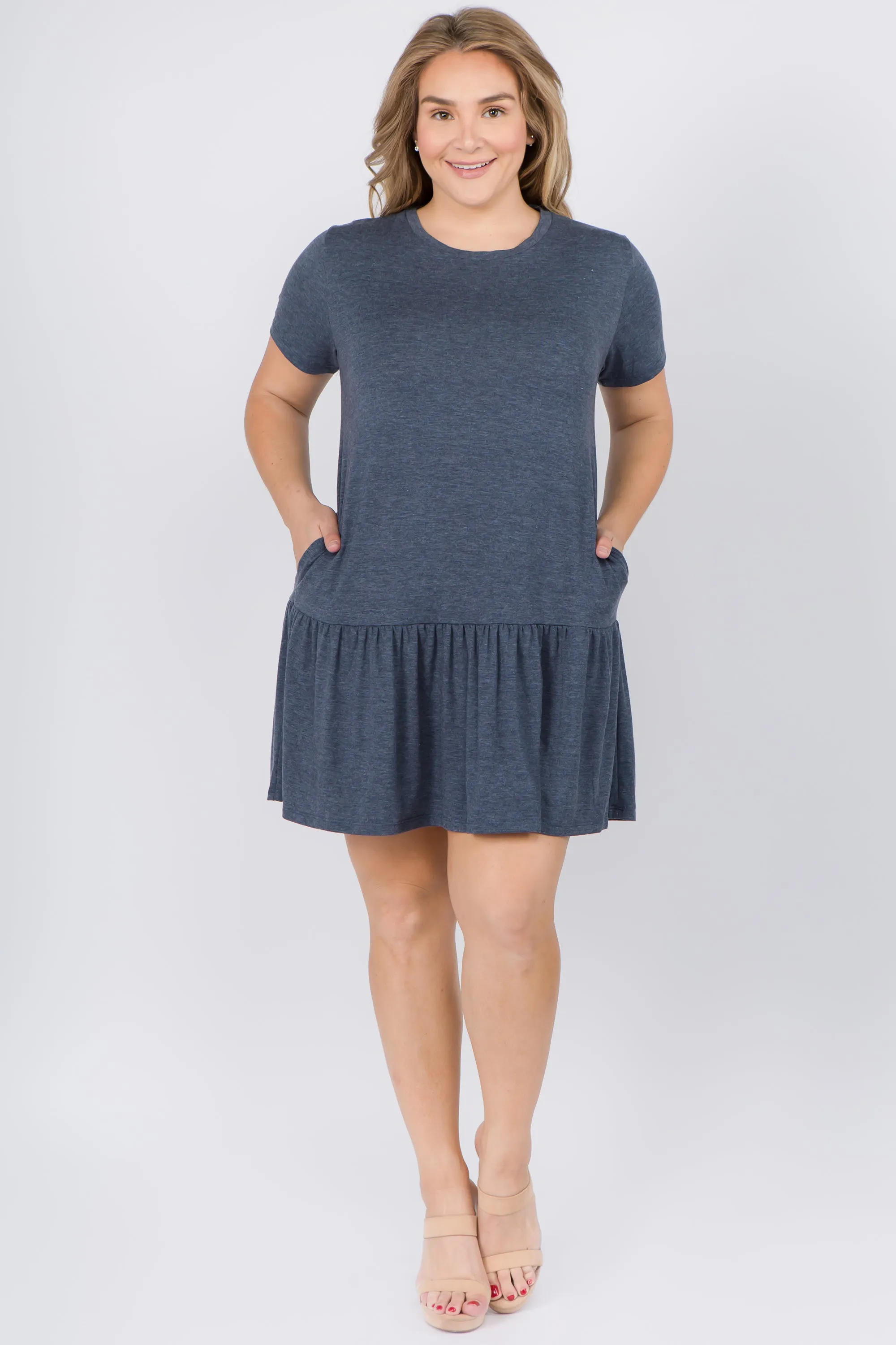 Plus Size Peplum Hem Babydoll Dress