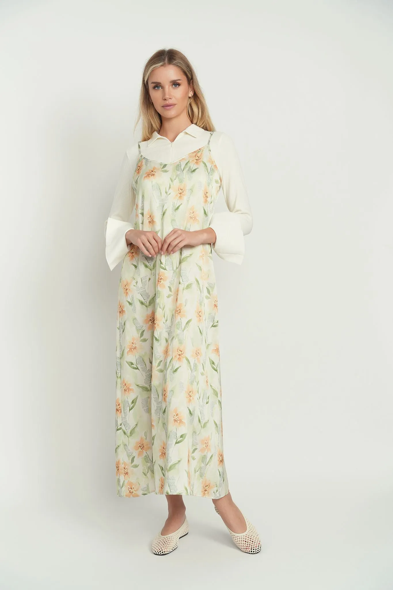 Point Printed Satin Aline Slip Dress