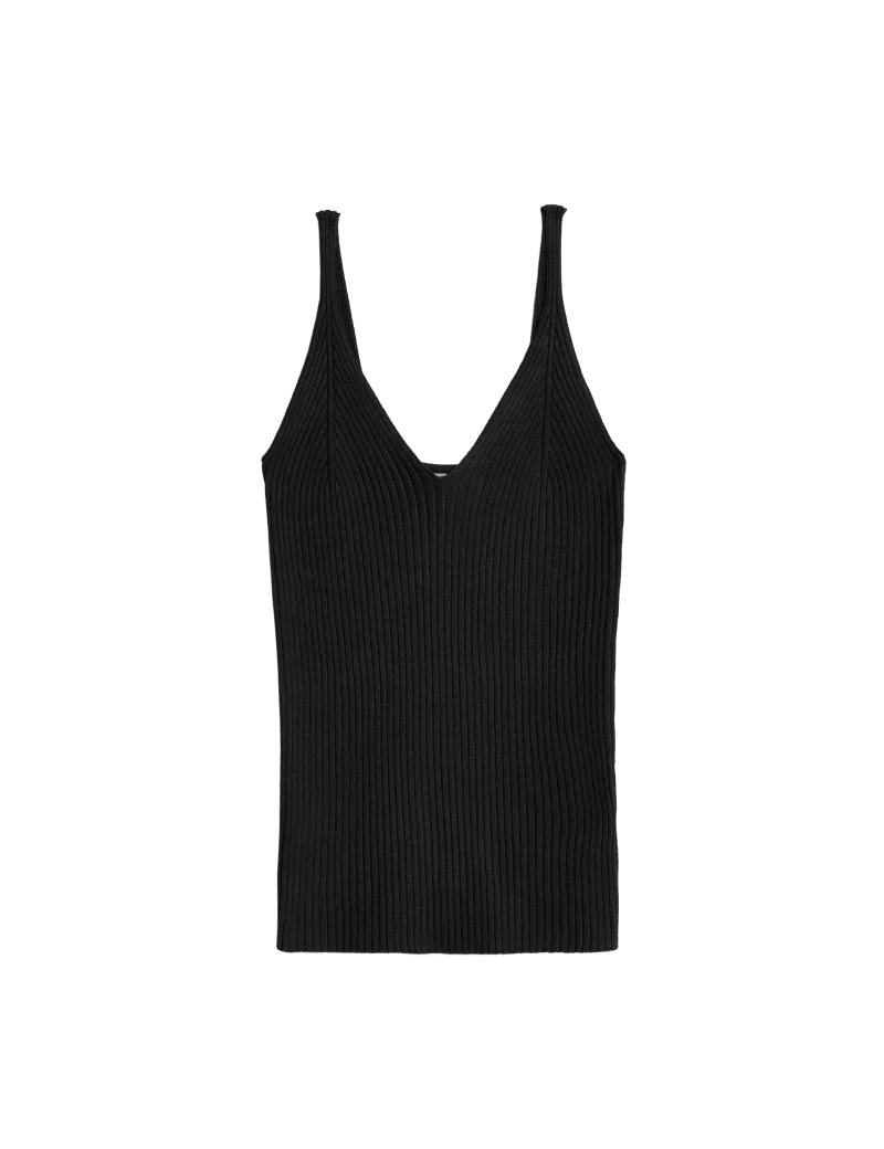 Ribbed V-Neck Knitted Vest