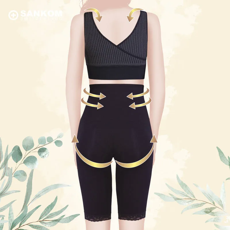 Sankom - Patent Short Shaper with Lace, Black