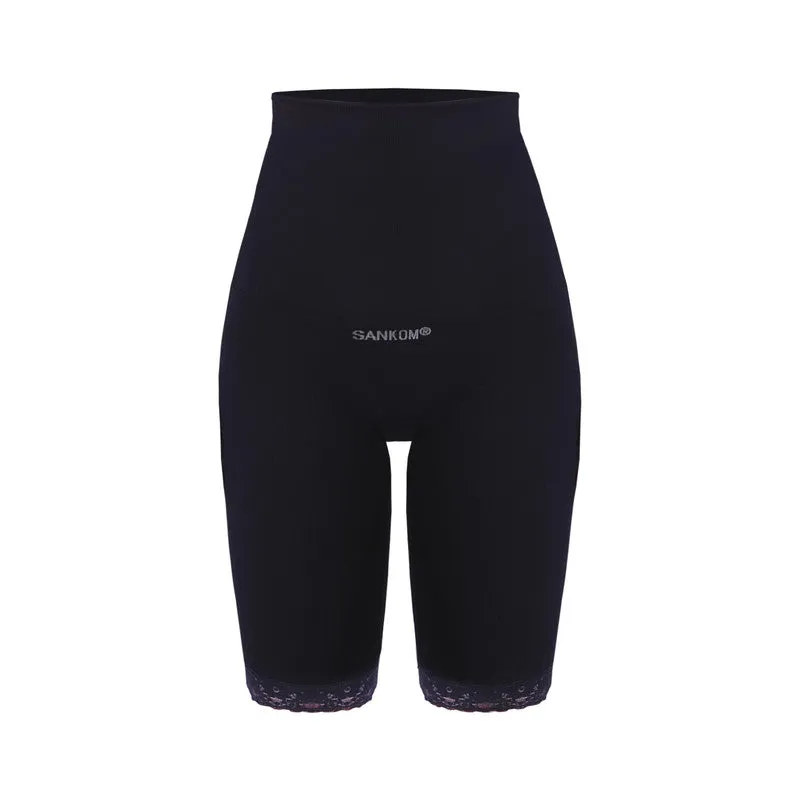 Sankom - Patent Short Shaper with Lace, Black