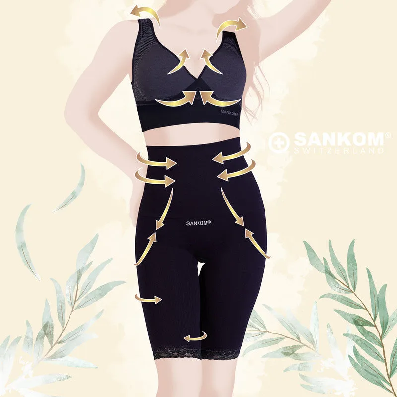 Sankom - Patent Short Shaper with Lace, Black