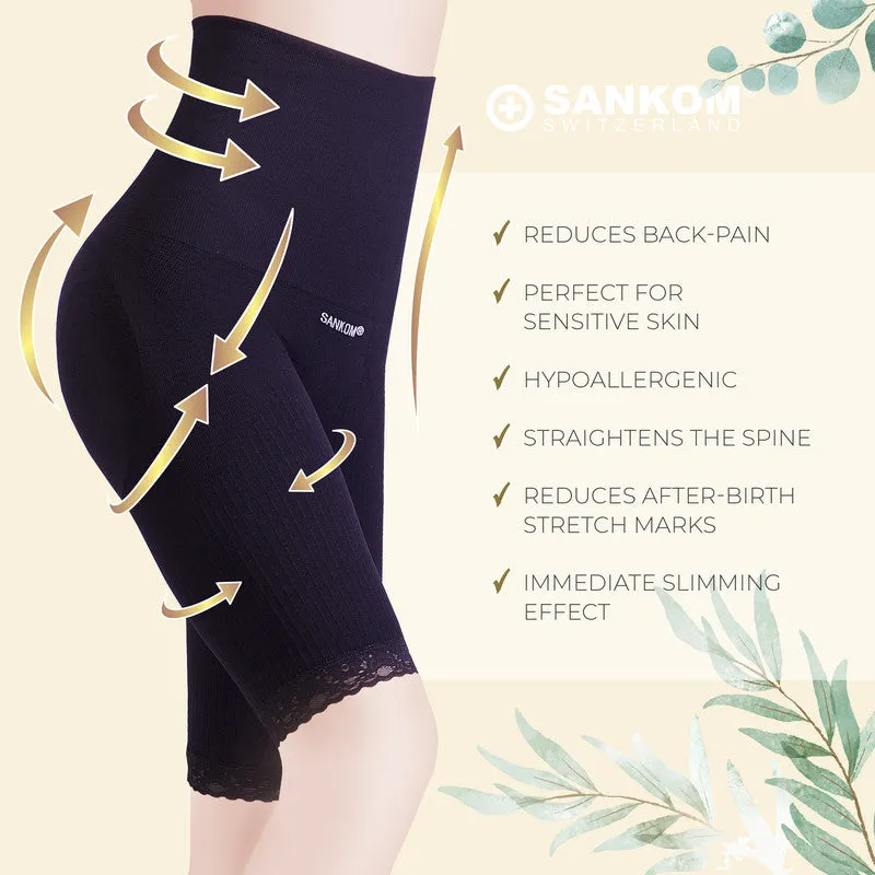 Sankom - Patent Short Shaper with Lace, Black