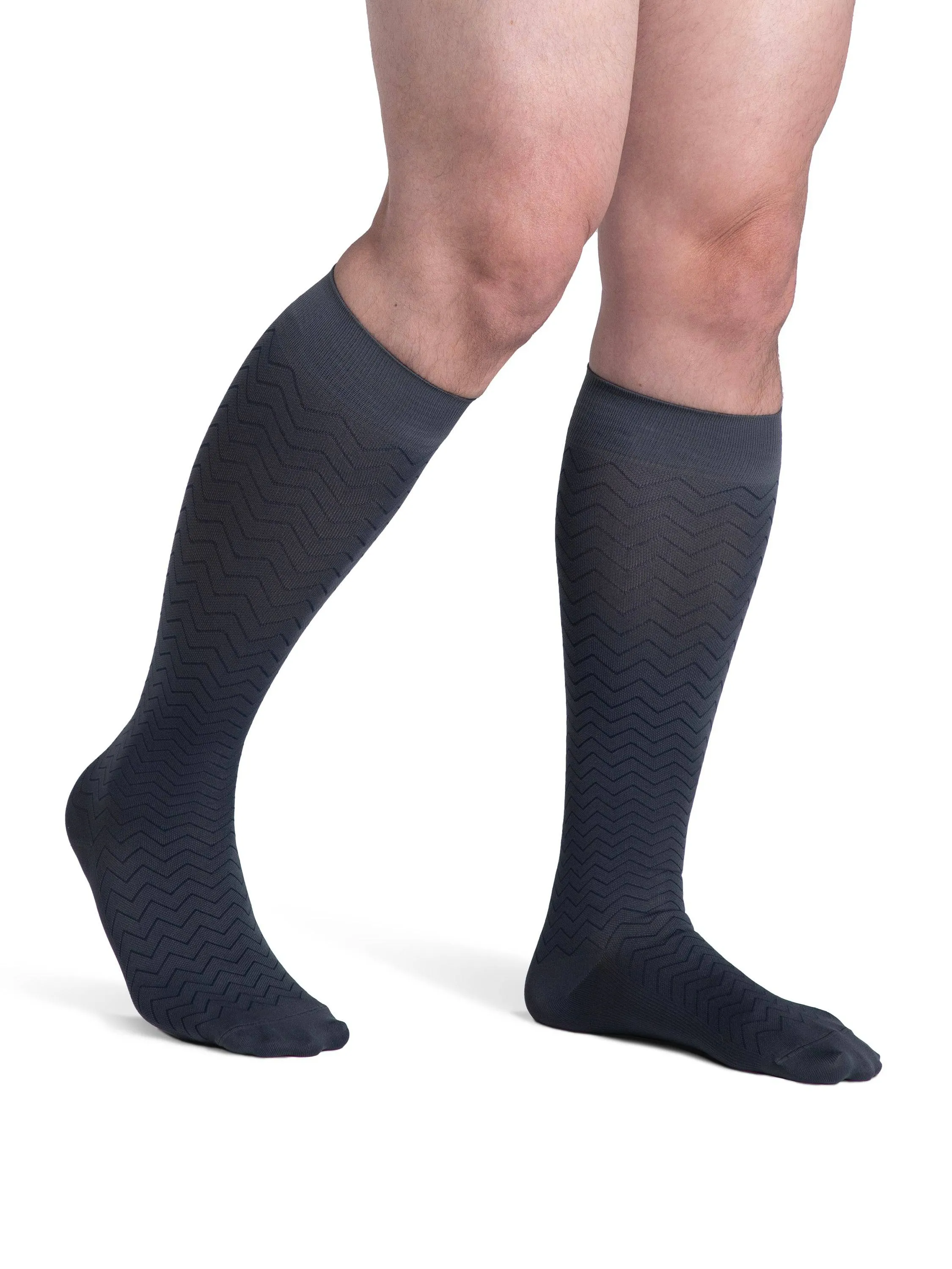 Sigvaris Microfiber Patterns (Formerly 830 Microfiber Shades) Men's Knee High  20-30mmHg-Closed Toe