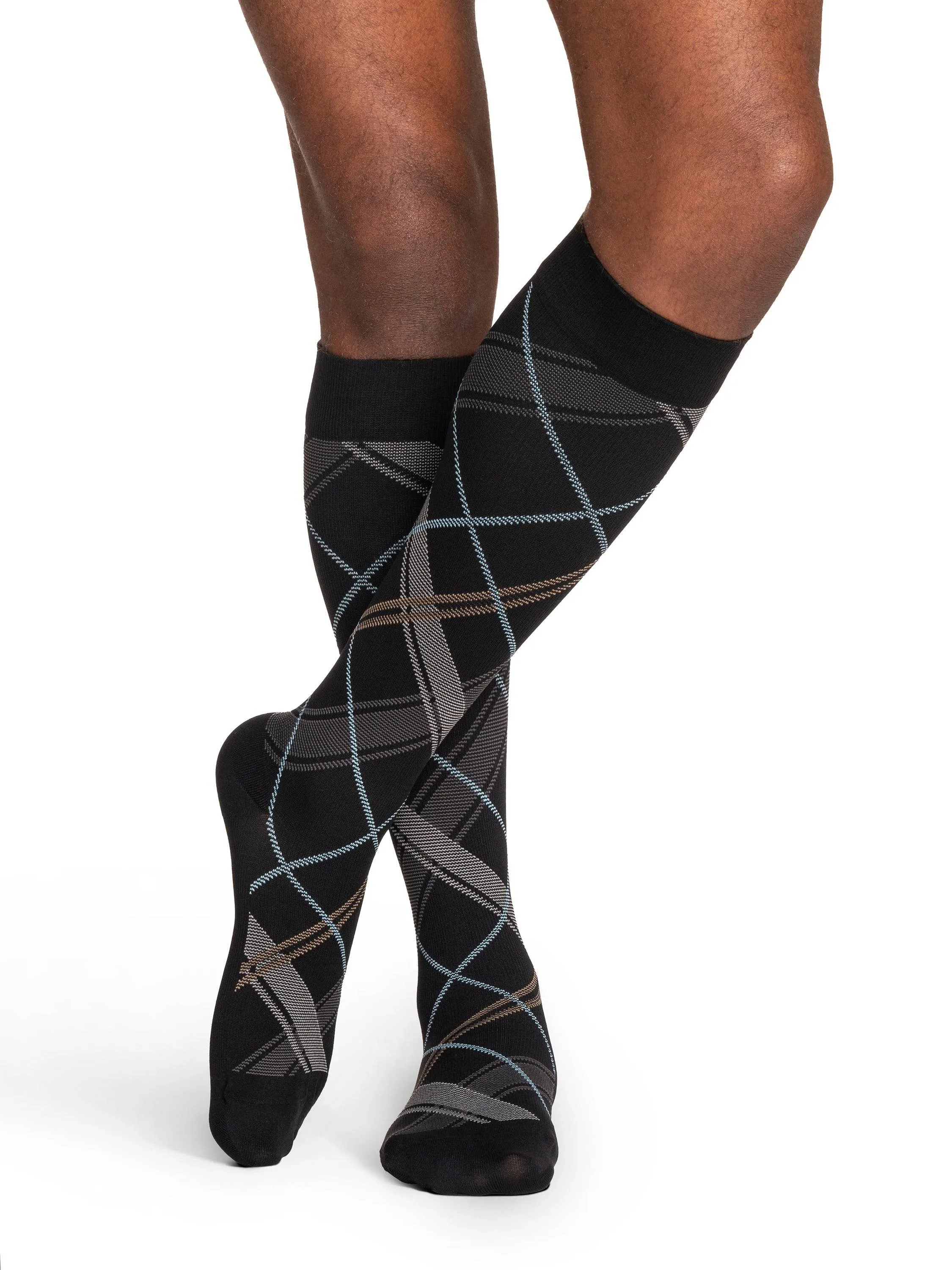 Sigvaris Microfiber Patterns (Formerly 830 Microfiber Shades) Men's Knee High  20-30mmHg-Closed Toe