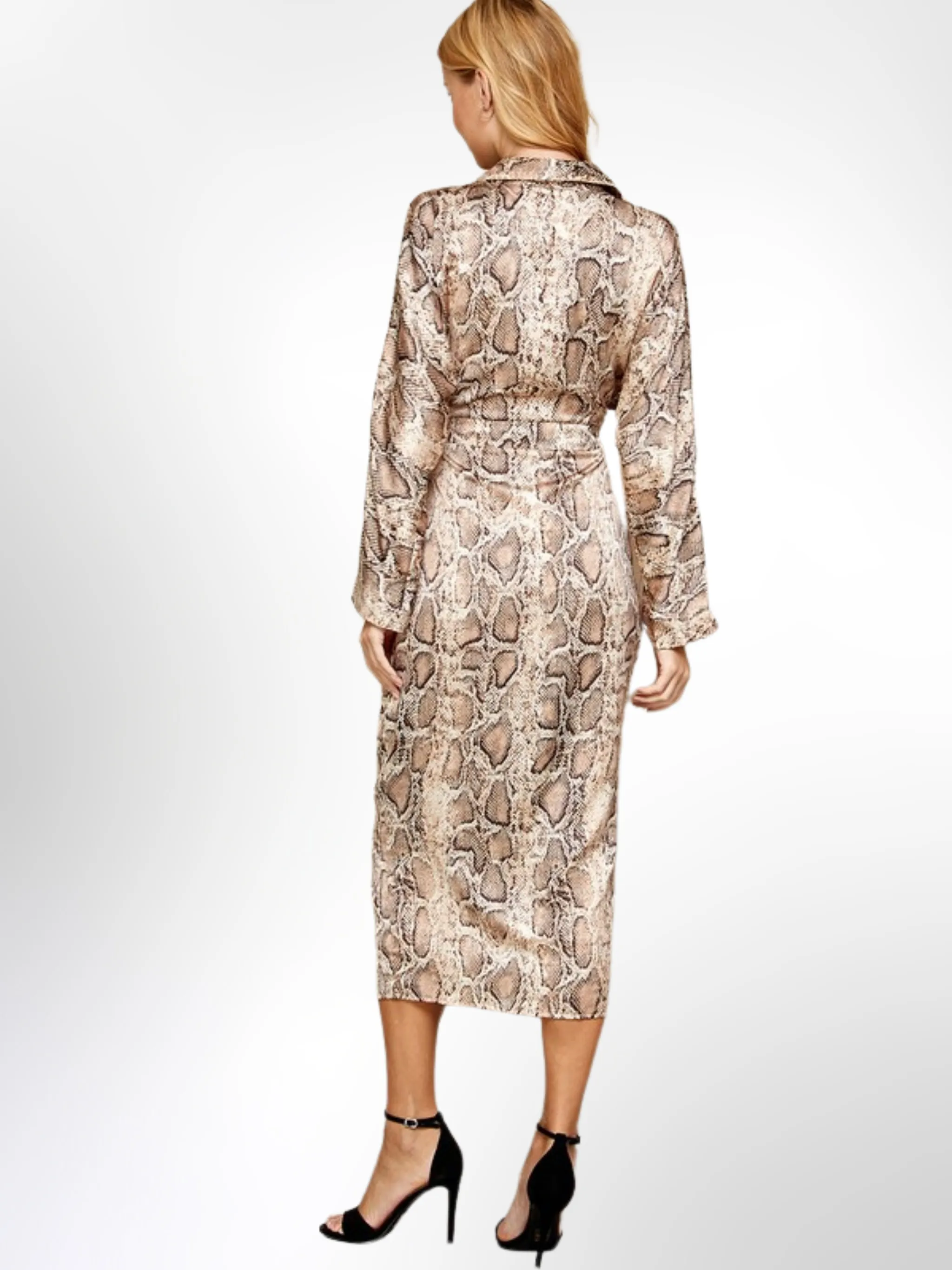 Snakeskin Print Wrap  Maxi Dress