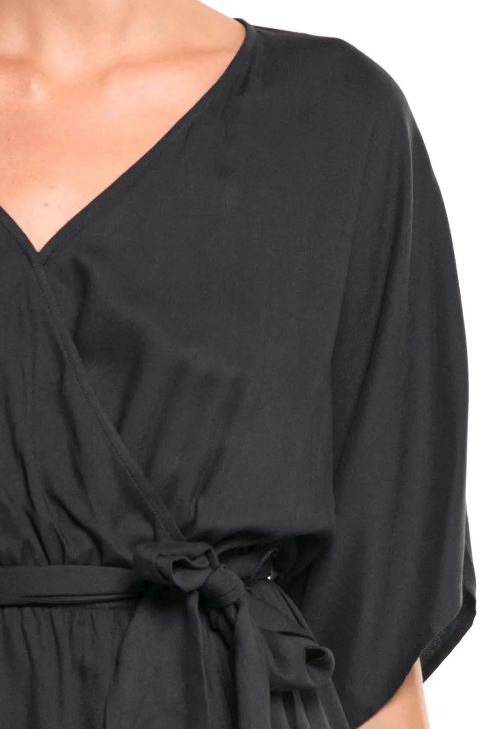 Solid Kimono Maxi Wrap Dress