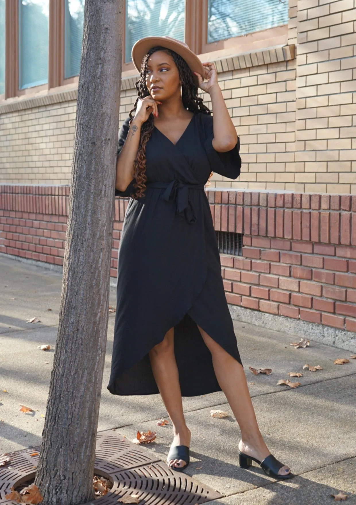Solid Kimono Maxi Wrap Dress