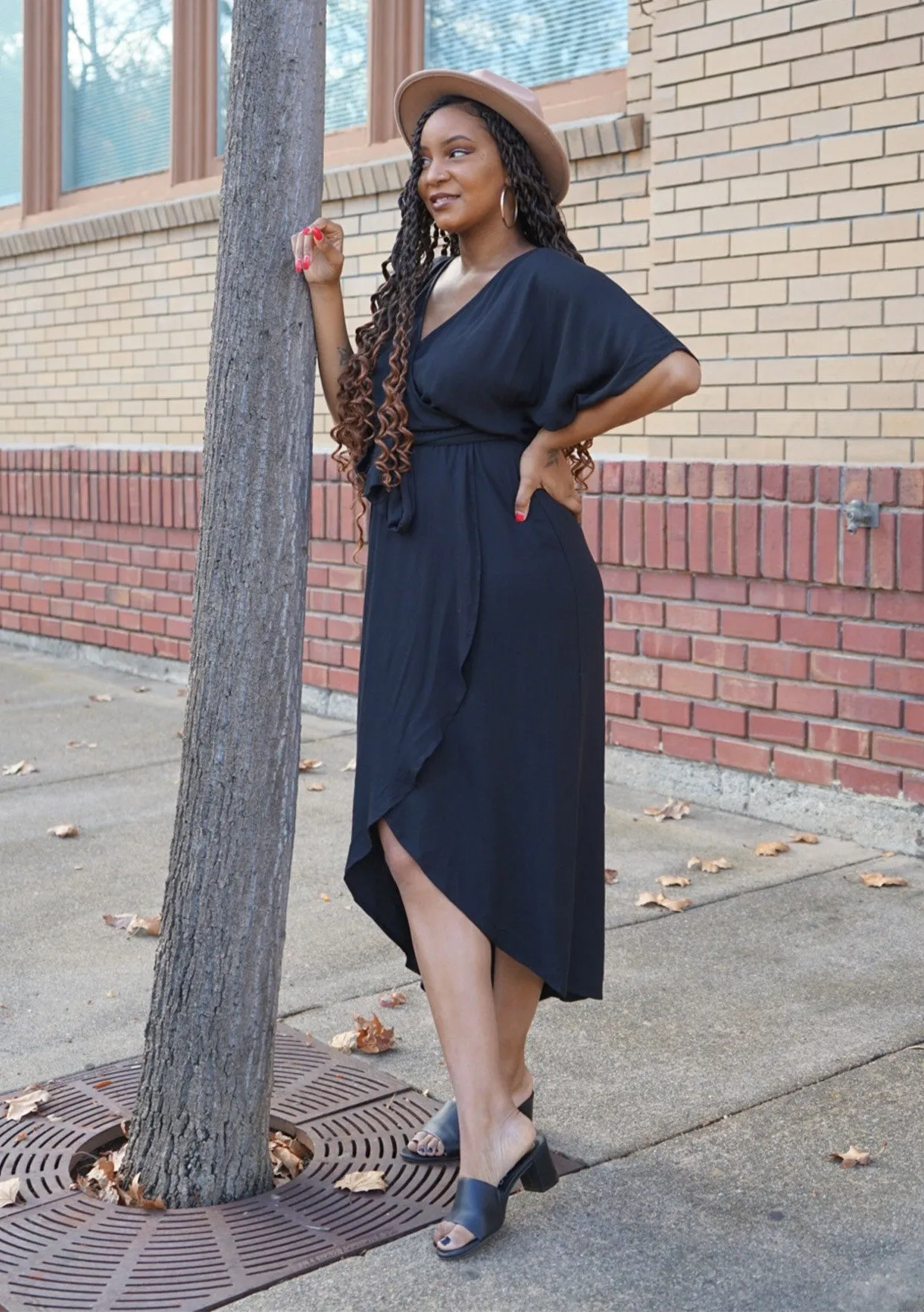 Solid Kimono Maxi Wrap Dress