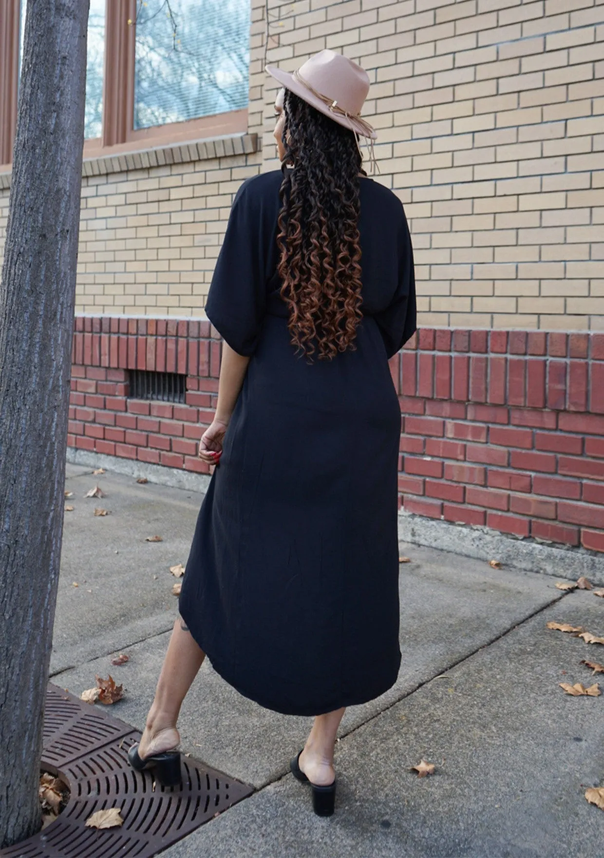 Solid Kimono Maxi Wrap Dress