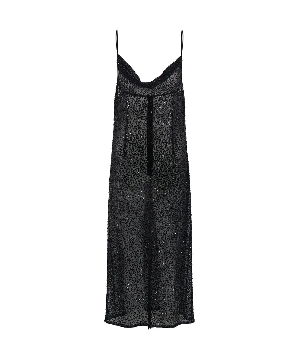 STELLAR HAND BEADED SLIP DRESS