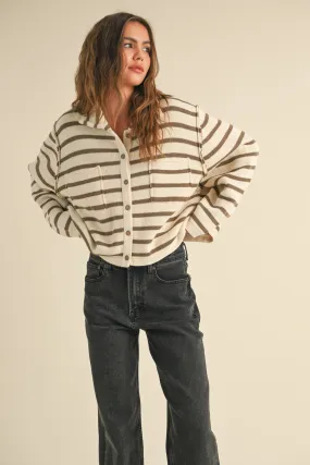 Stripe Button Front Cardigan