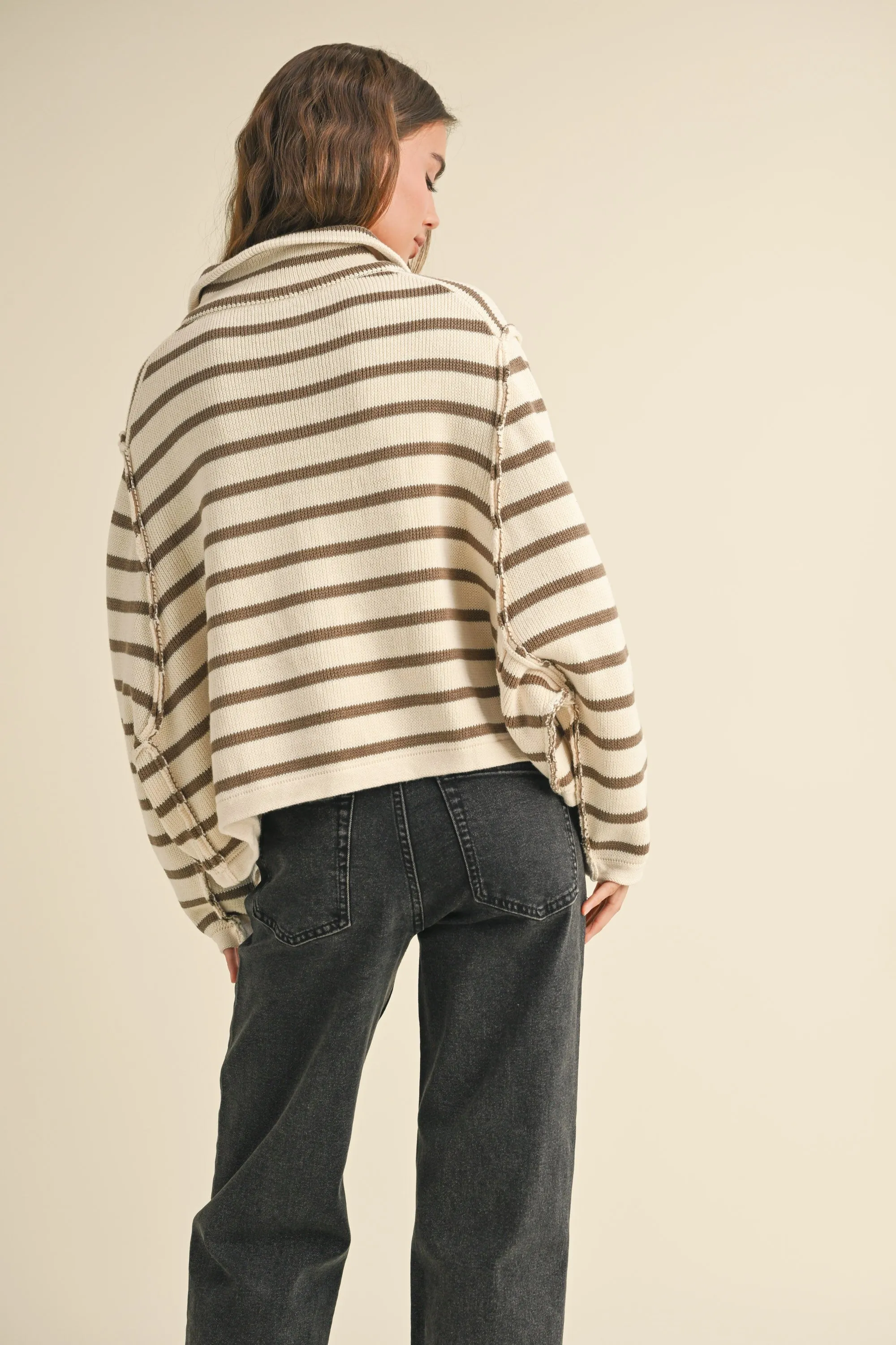 Stripe Button Front Cardigan