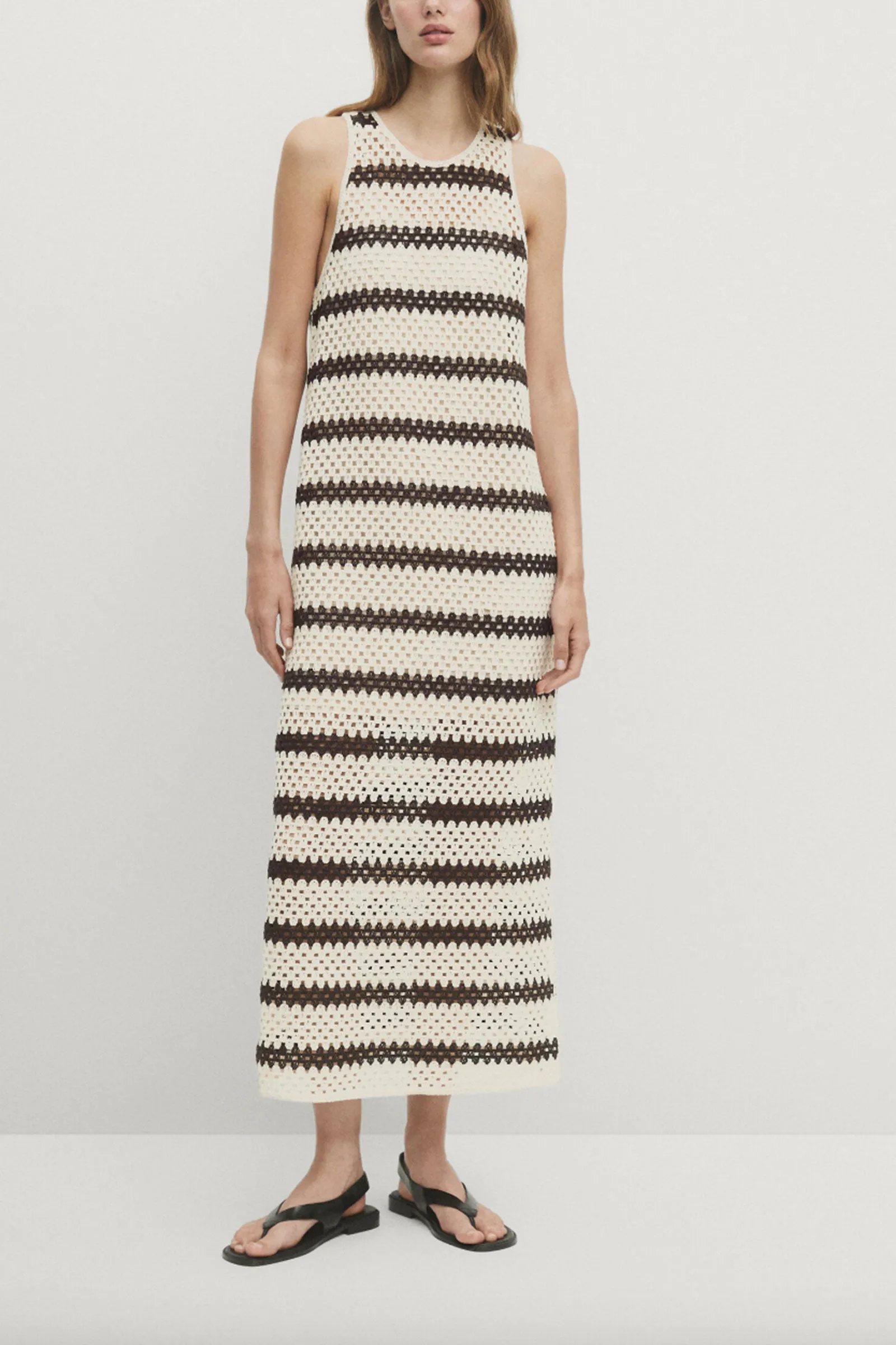 Striped Crochet Midi Dress