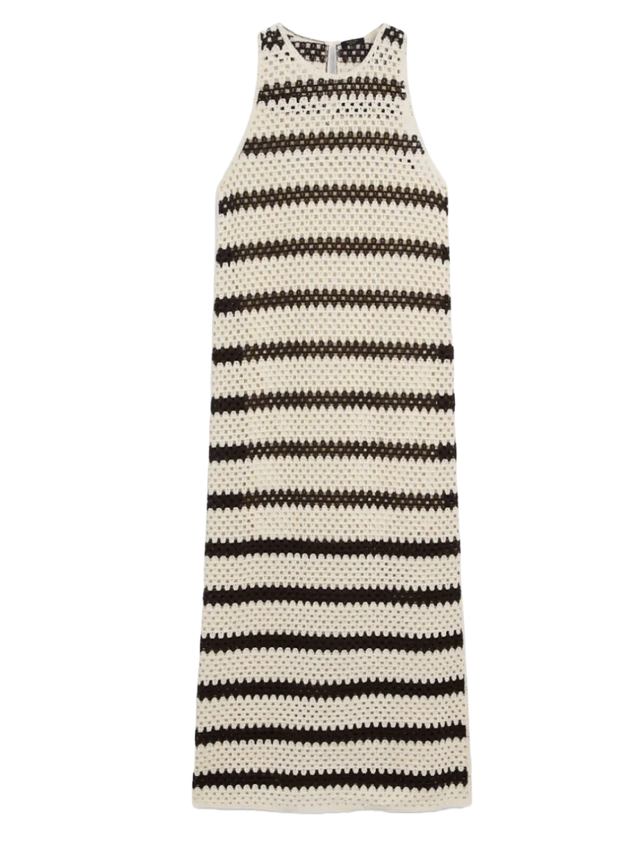 Striped Crochet Midi Dress