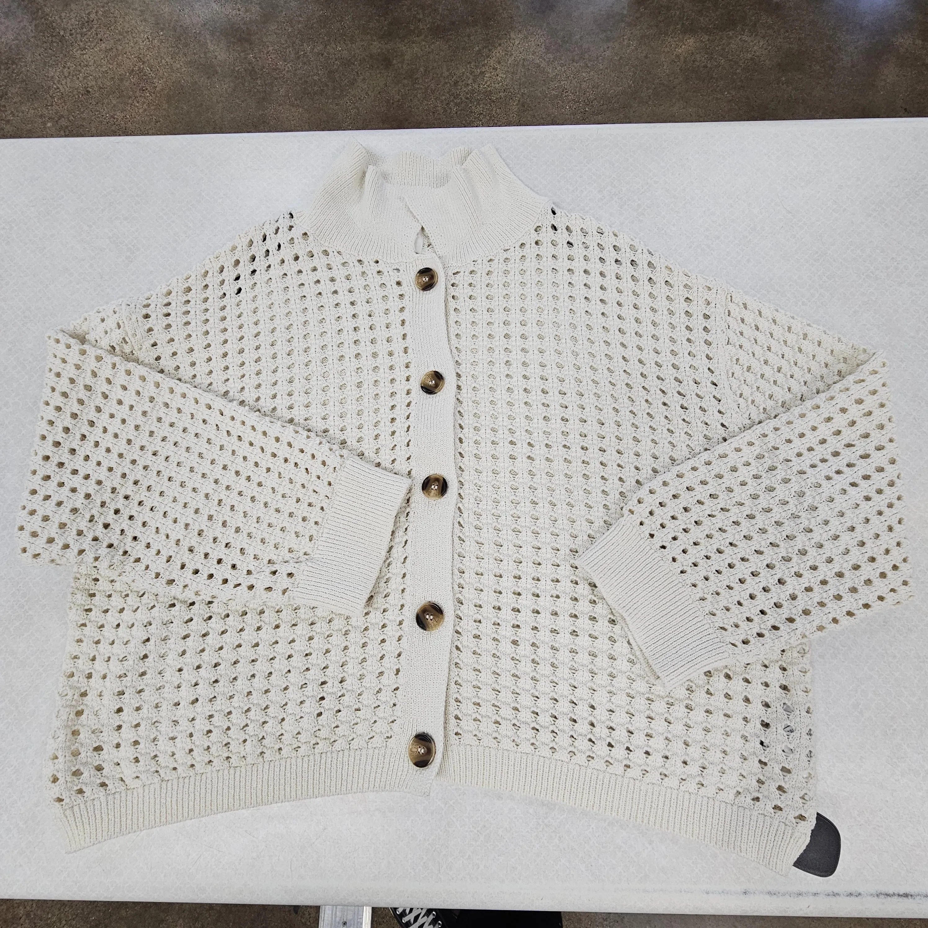 Sweater Cardigan By H&M In Cream, Size:Xl