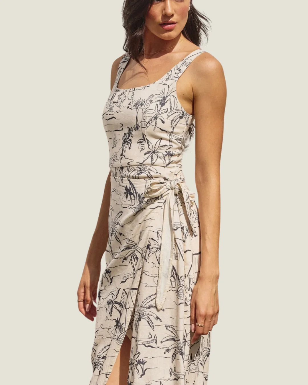 The Resort Reverie: Patterned Wrap Midi Dress