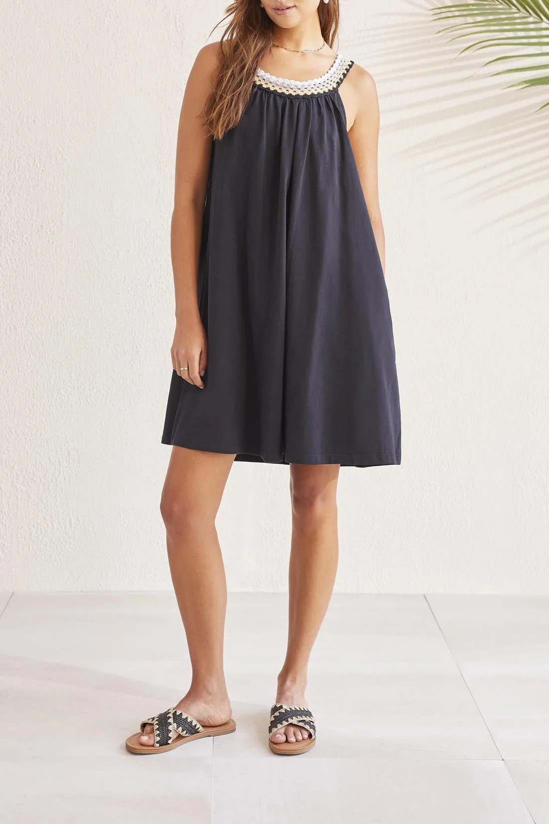 Tribal Knit Dress w/ Crochet Trim 5504O-4970-0002 Black - 1 ONLY SIZE X-LARGE - 20% OFF
