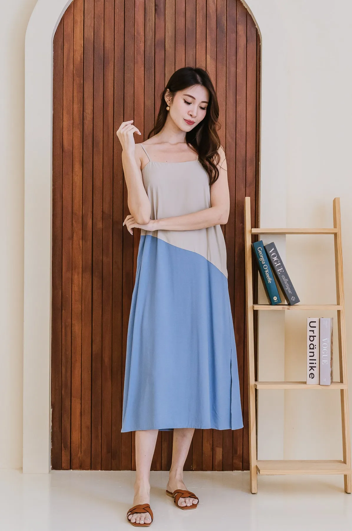 Valerie Two Way Tent Dress - Taupe/Blue [XS/S/M/L/XL/XXL]