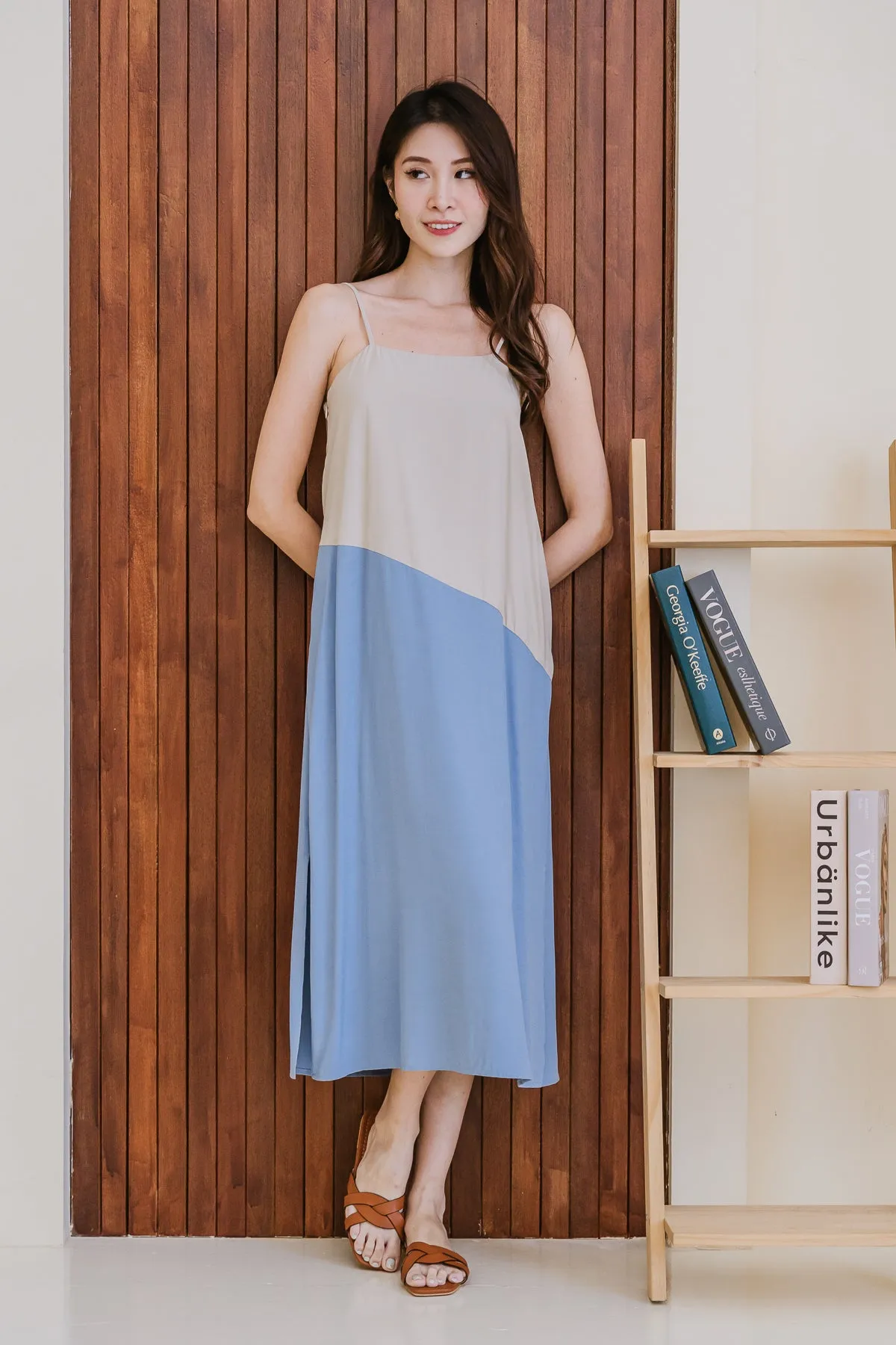 Valerie Two Way Tent Dress - Taupe/Blue [XS/S/M/L/XL/XXL]