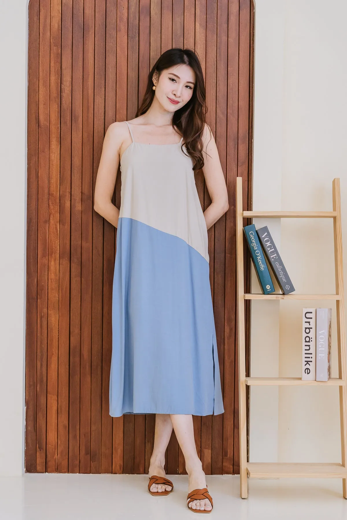 Valerie Two Way Tent Dress - Taupe/Blue [XS/S/M/L/XL/XXL]