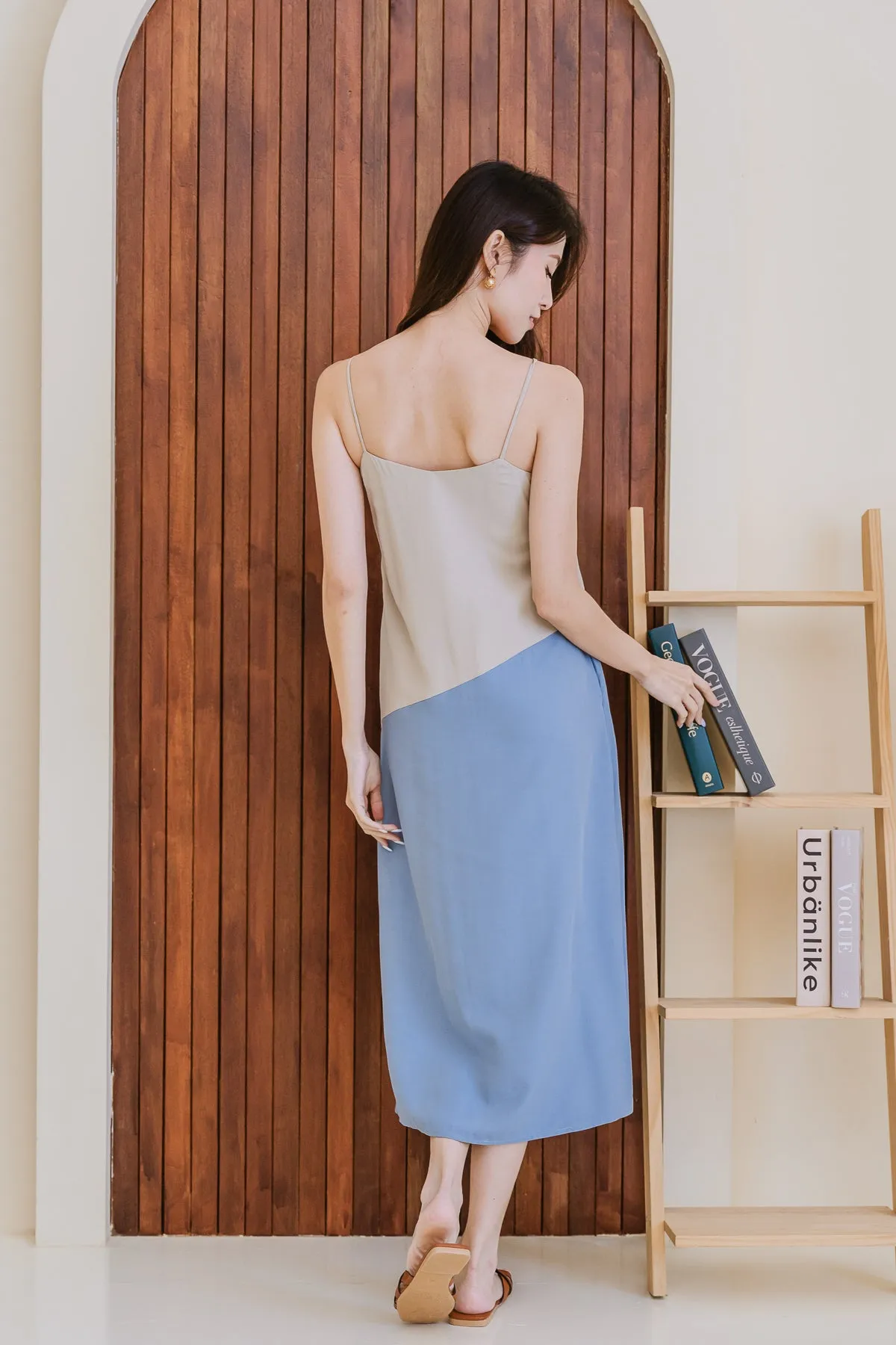 Valerie Two Way Tent Dress - Taupe/Blue [XS/S/M/L/XL/XXL]