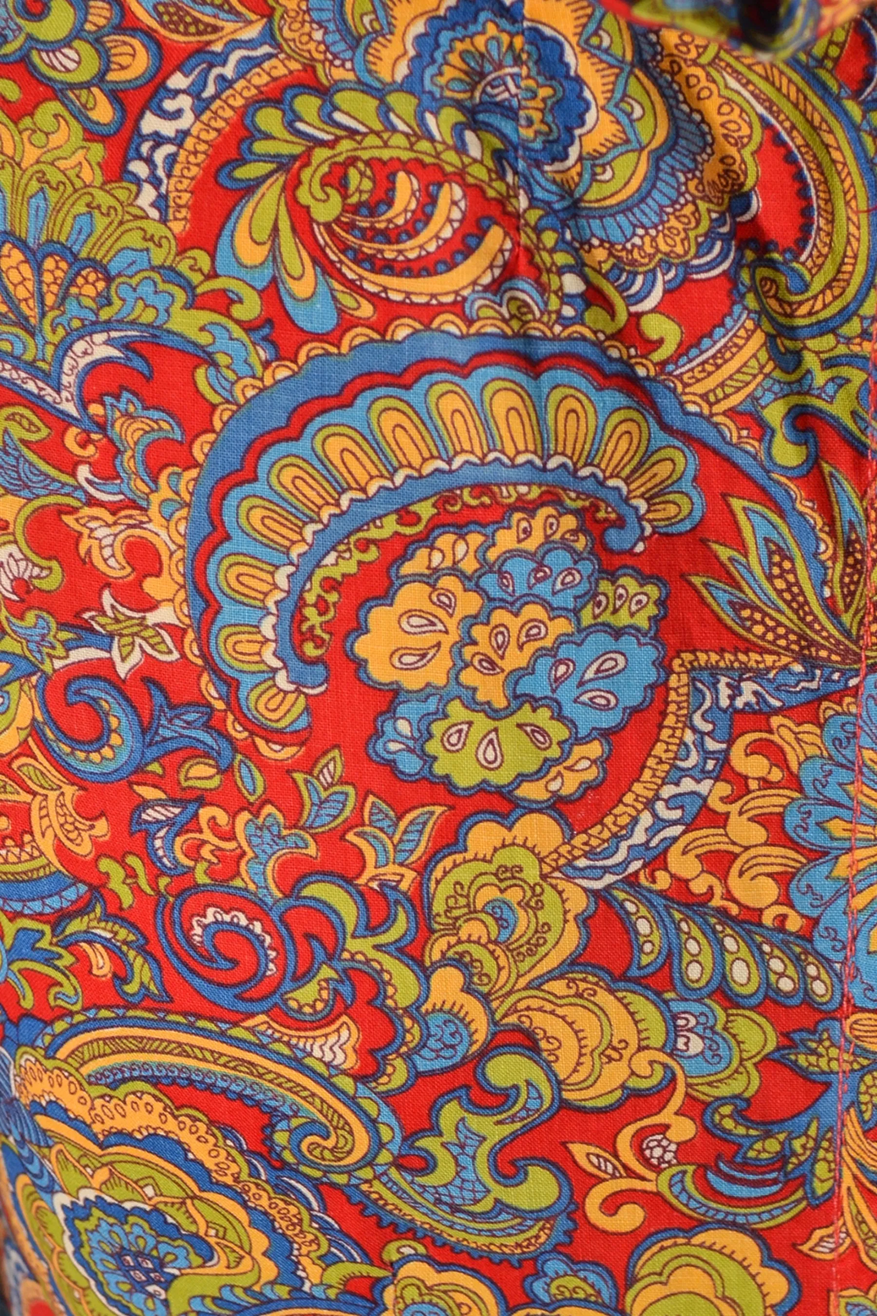 Vintage 40s/50s Red Paisley Dress, Very Full Skirt XS/S