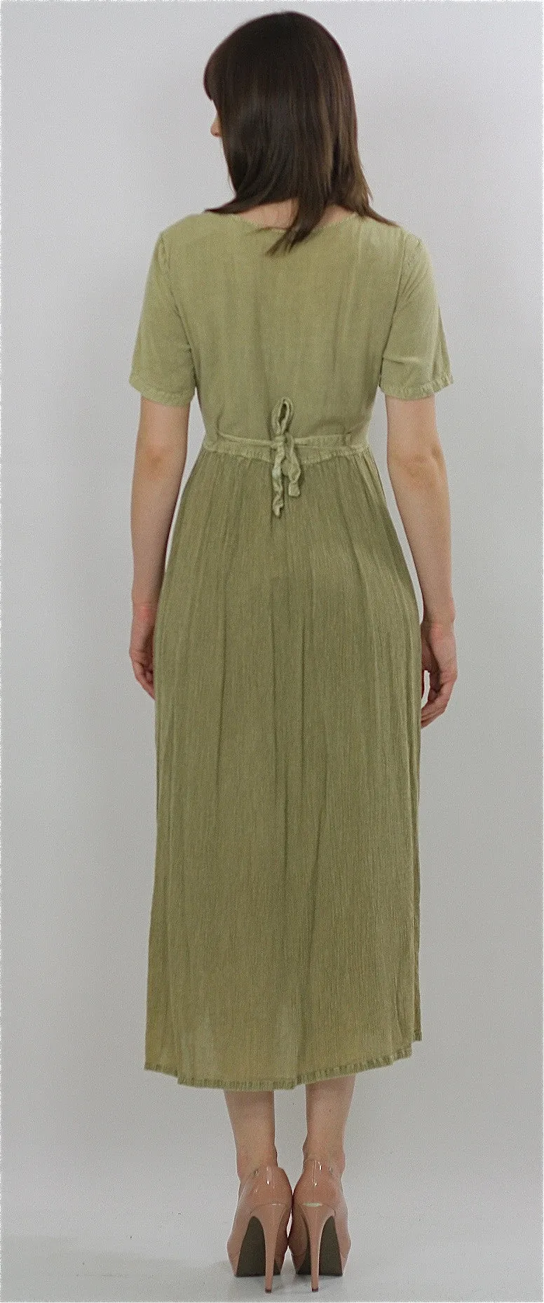 Vintage 90s Boho Hippie Gauze embroidered floral dress