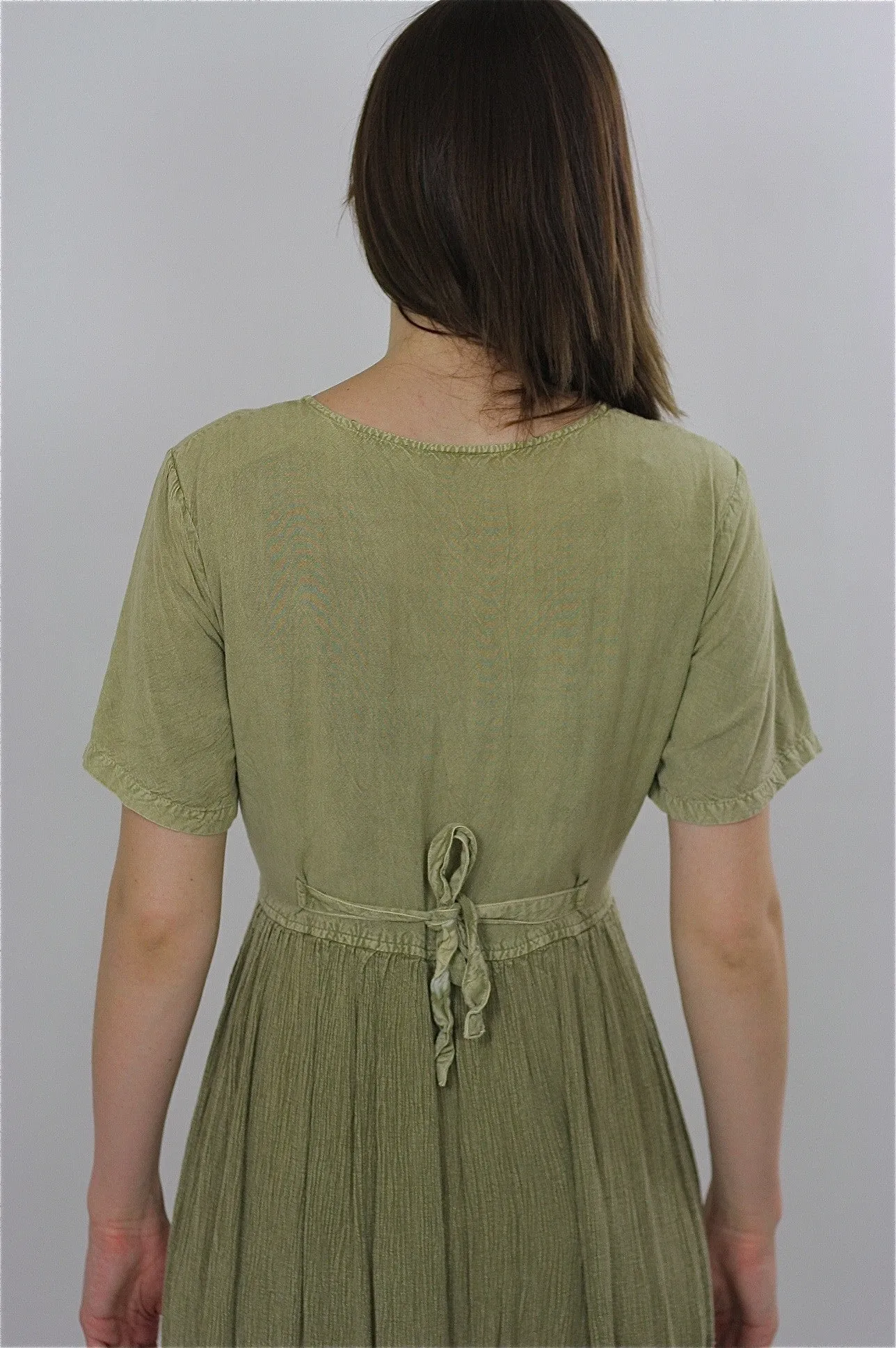 Vintage 90s Boho Hippie Gauze embroidered floral dress