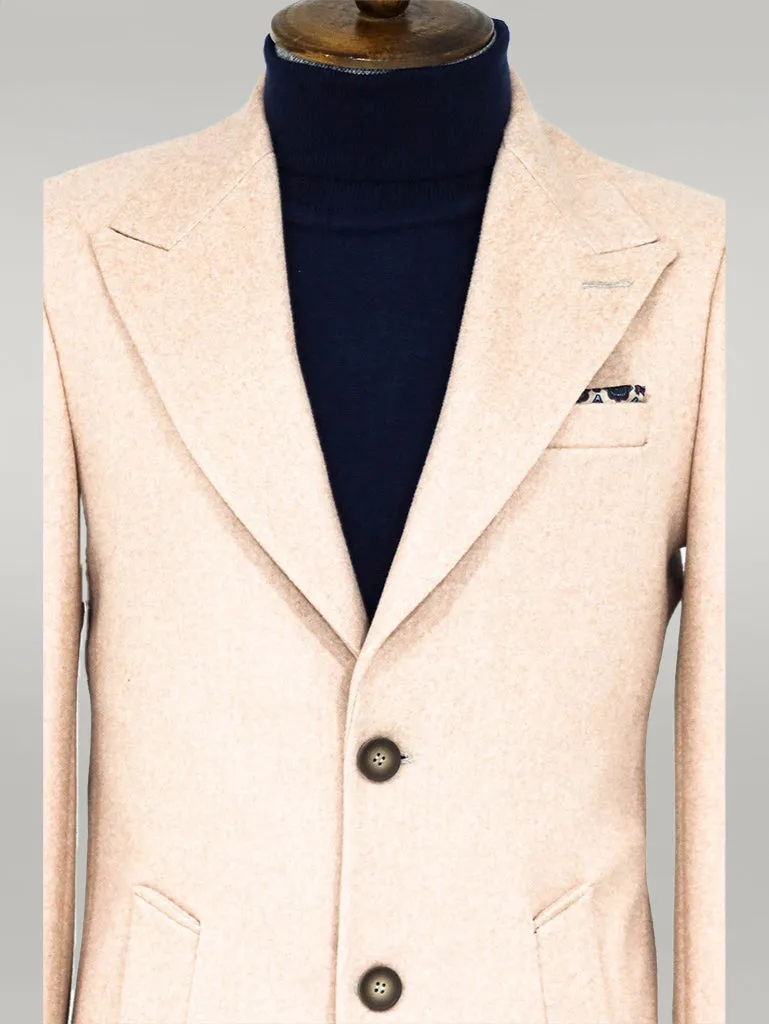 Wide Lapel Wool Light Pink Men Coat - Wessi
