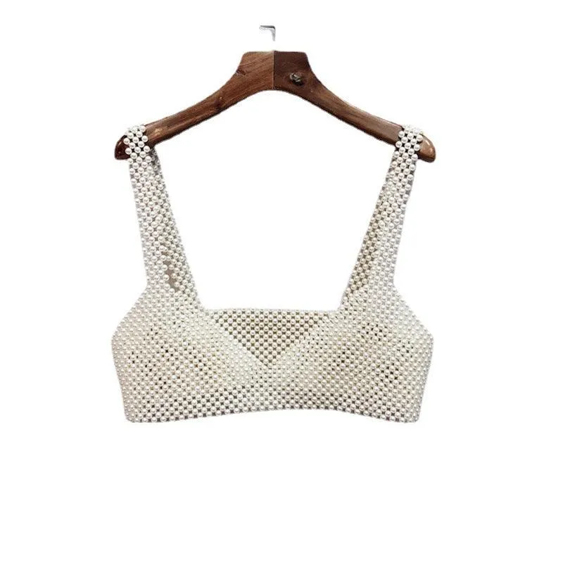 Women Pearl Wrap Chest Women's Vest Sling Outer Wear